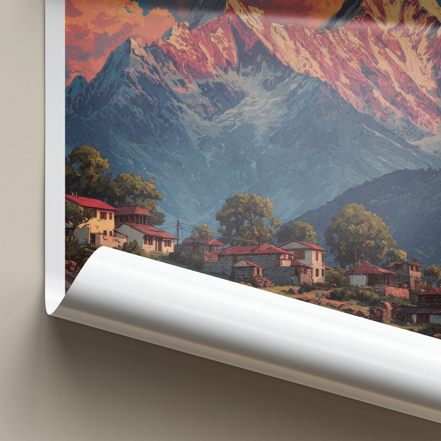 Munsiyari Poster India Kumaon Valley Houses Wall Decor