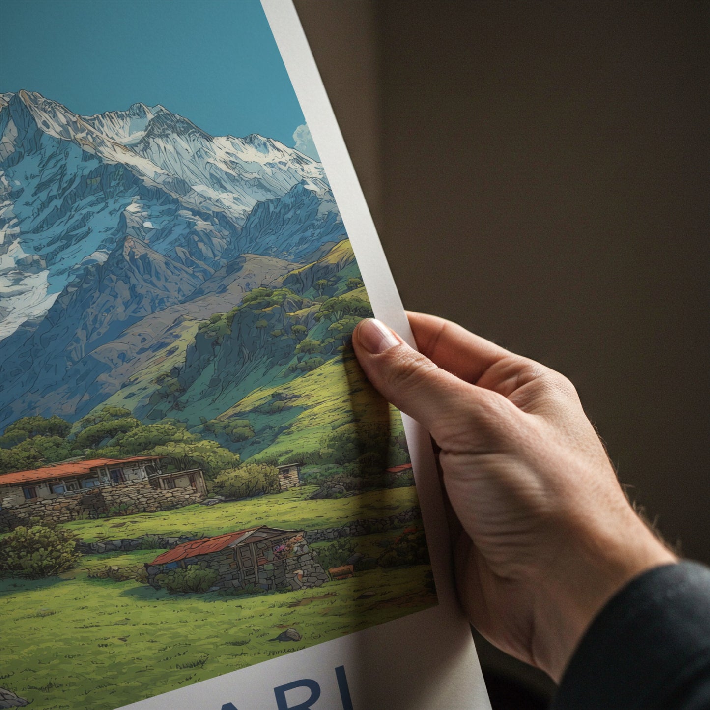 Munsiyari Poster - Uttarakhand Snowcapped Mountain Village Travel Art Wall Decor