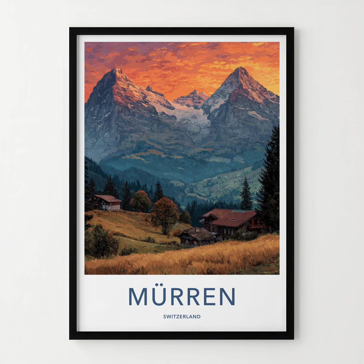 Murren Poster - Switzerland Framed Art - Sunset Valley Village Gallery Art