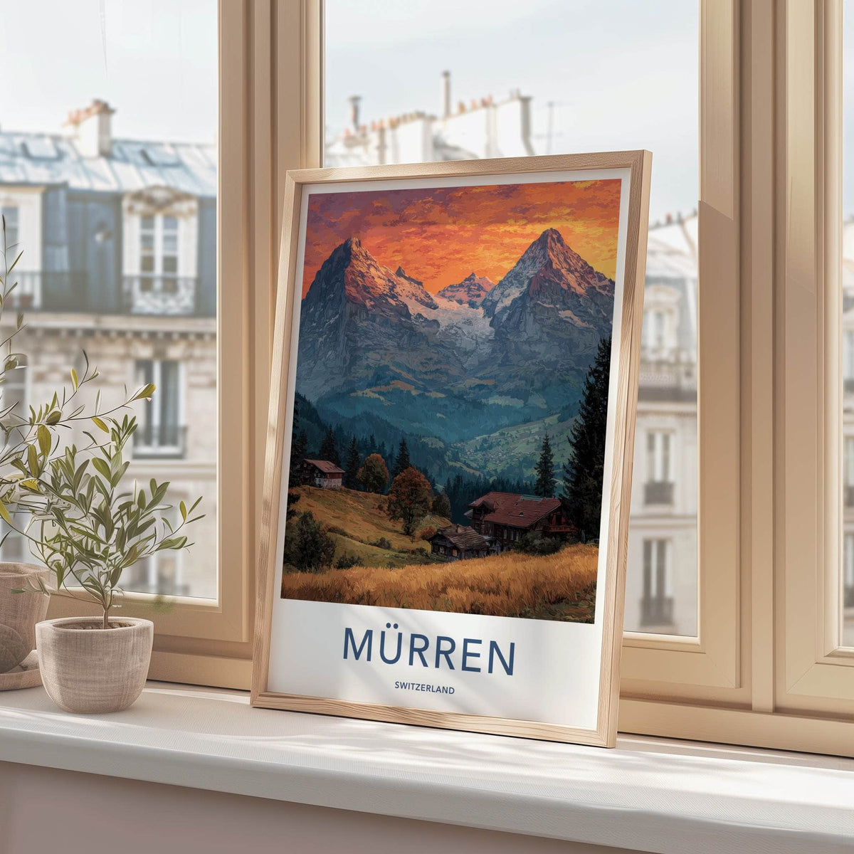 Murren Poster - Switzerland Framed Art - Sunset Valley Village Gallery Art
