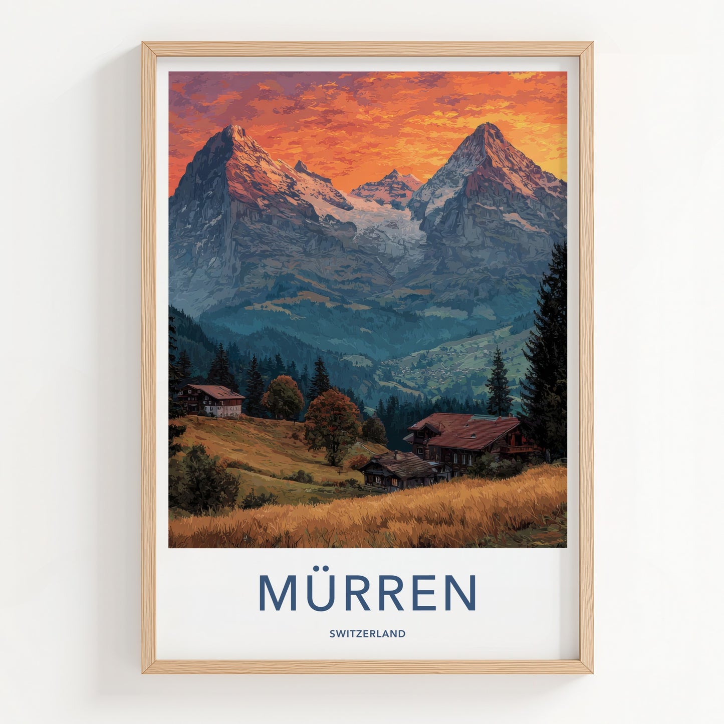 Murren Poster - Switzerland Framed Art - Sunset Valley Village Gallery Art