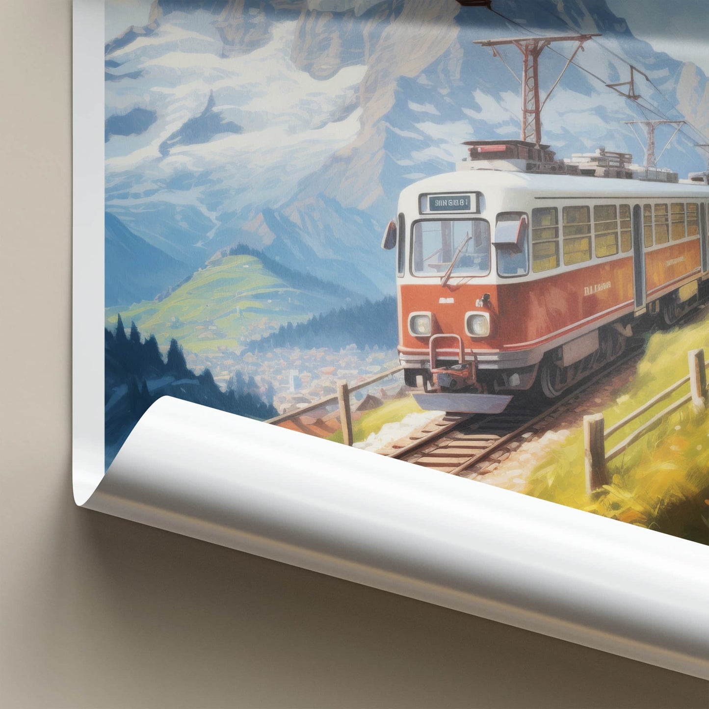 Murren Poster - Switzerland Travel Art - Alpine Train View Home Decor