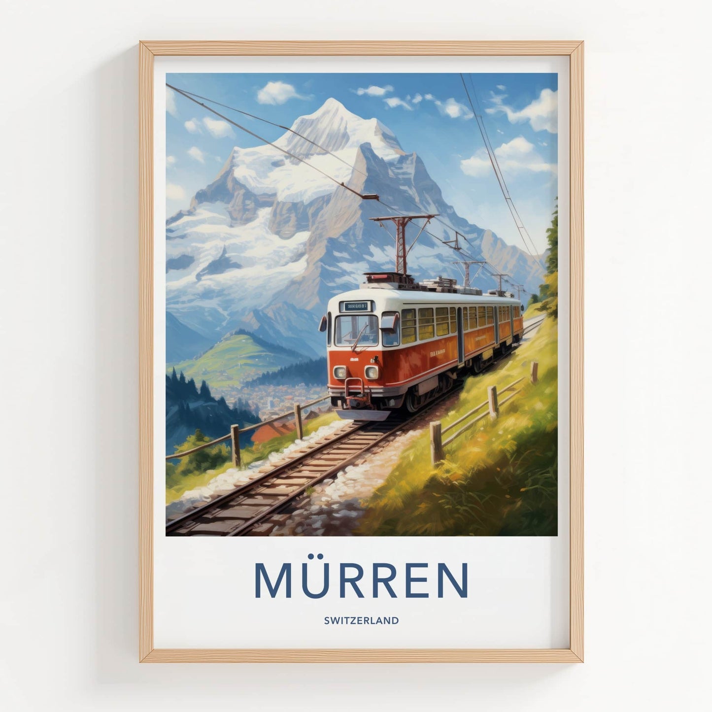 Murren Poster - Switzerland Travel Art - Alpine Train View Home Decor