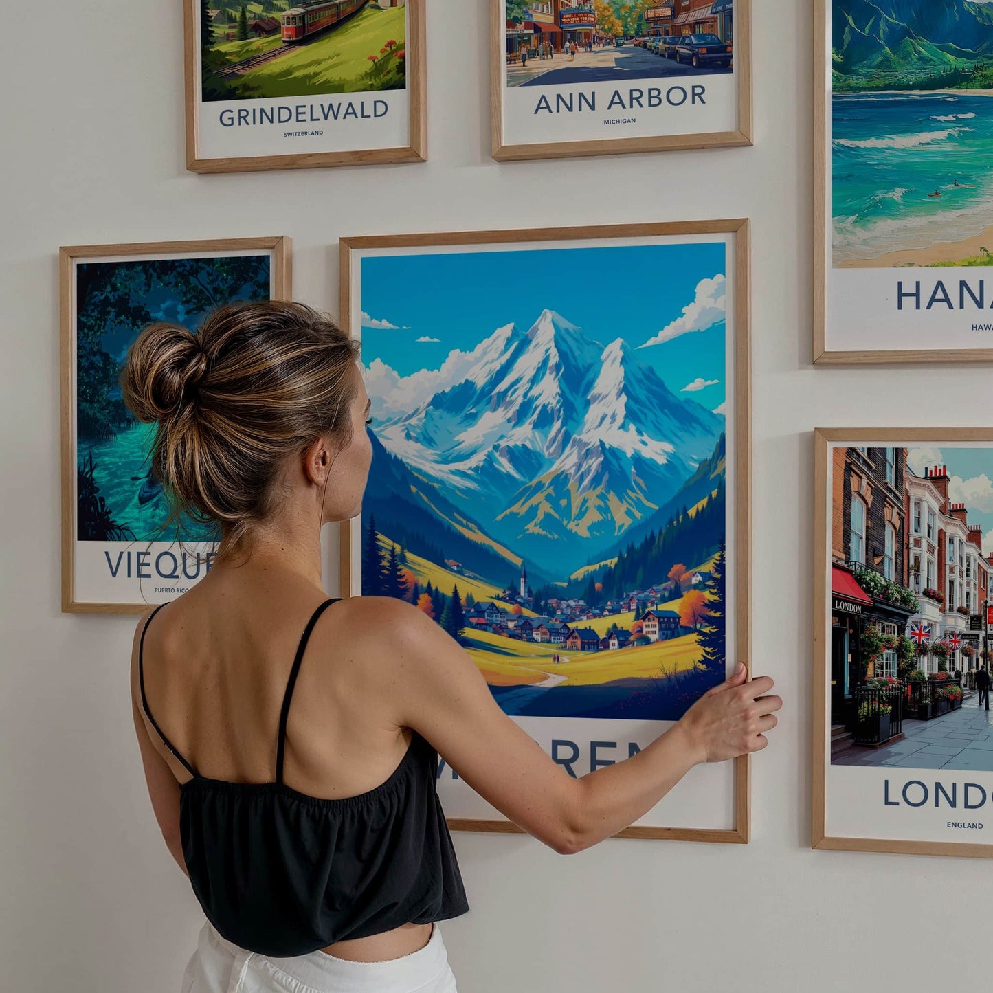 Murren Poster - Switzerland Travel Art - Alpine Village Peaks Home Decor