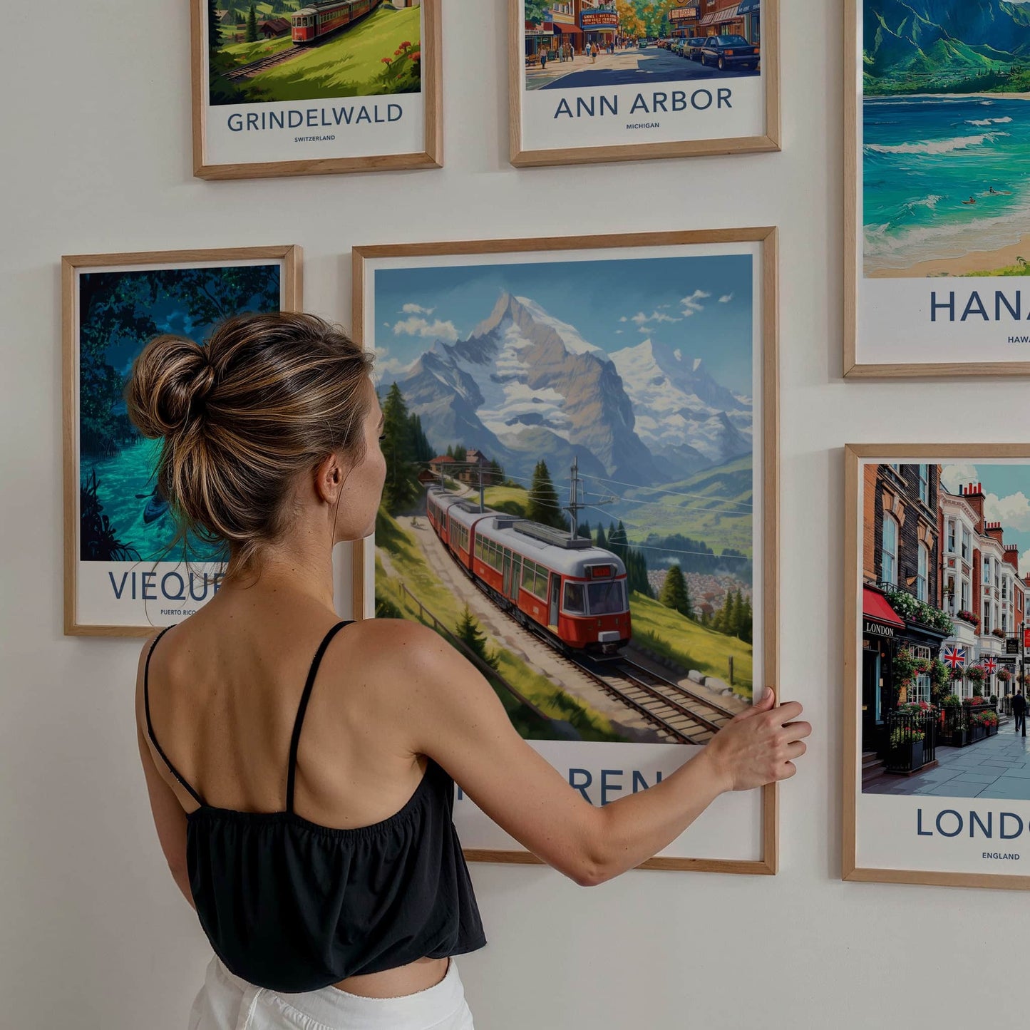 Murren Poster - Switzerland Travel Art - Mountain Train Journey Home Decor