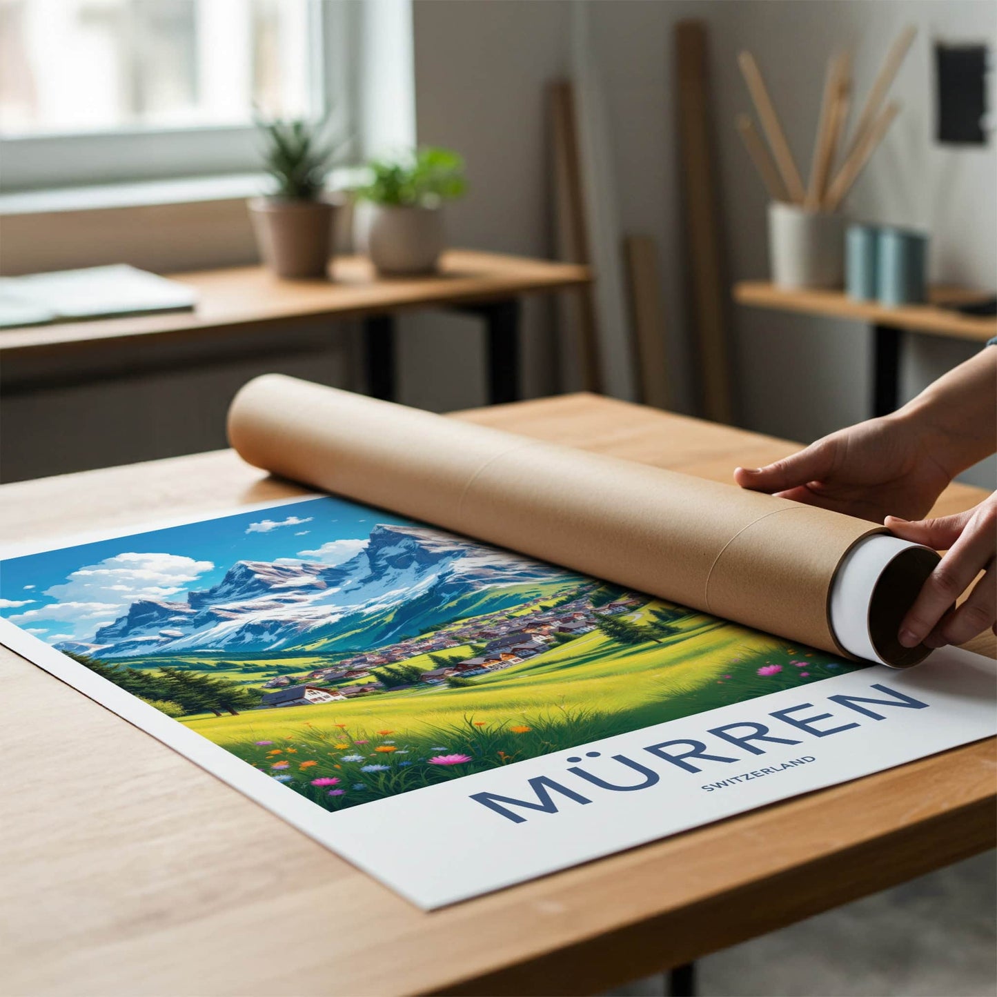 Murren Poster - Switzerland Travel Art - Mountain Village Vista Wall Decor
