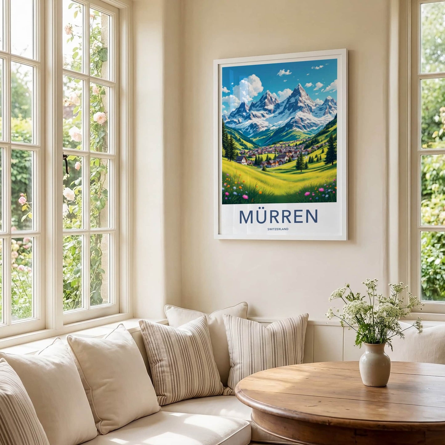 Murren Poster - Switzerland Travel Art - Mountain Village Vista Wall Decor