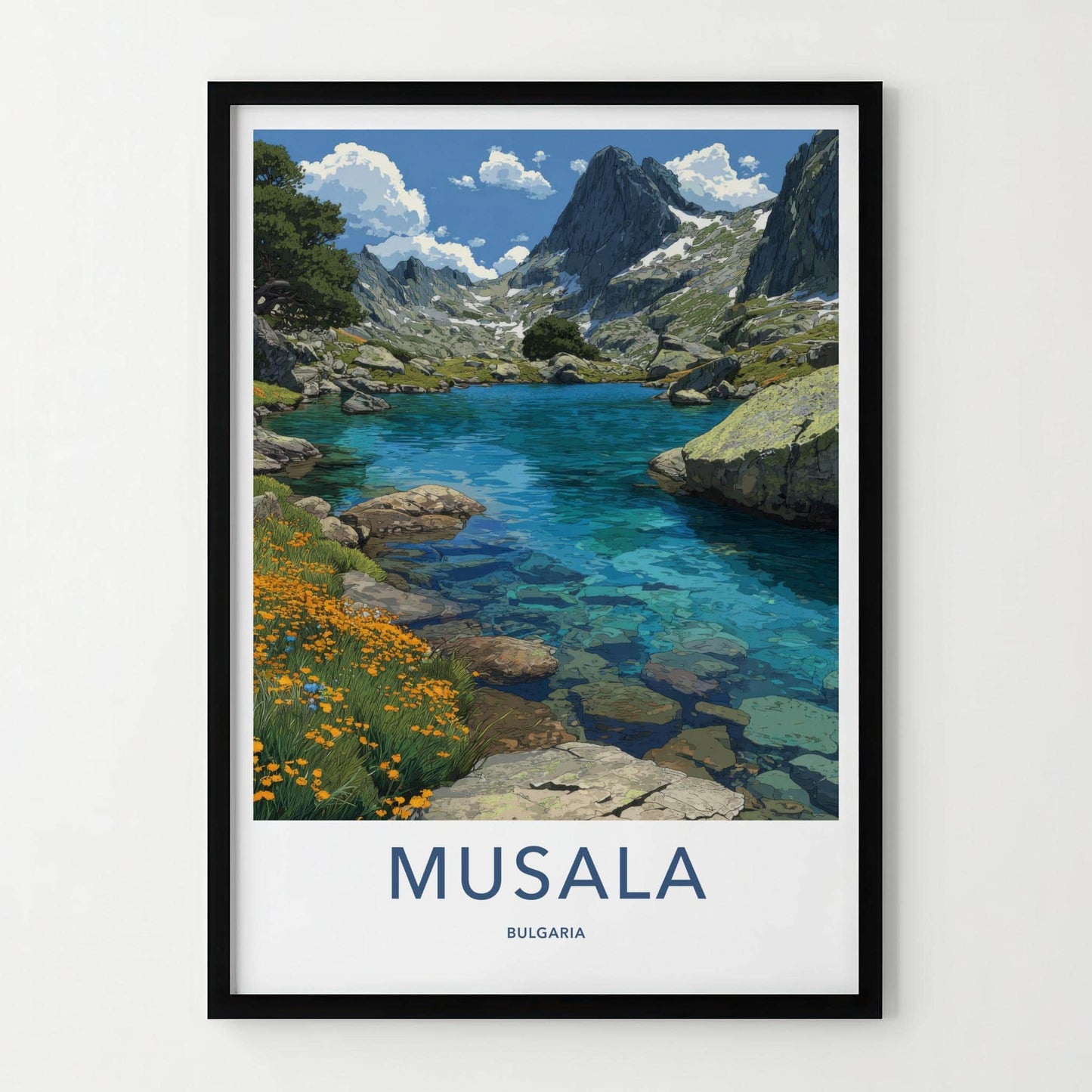 Musala Poster - Bulgaria Travel Art - Clear Mountain Lake Home Decor