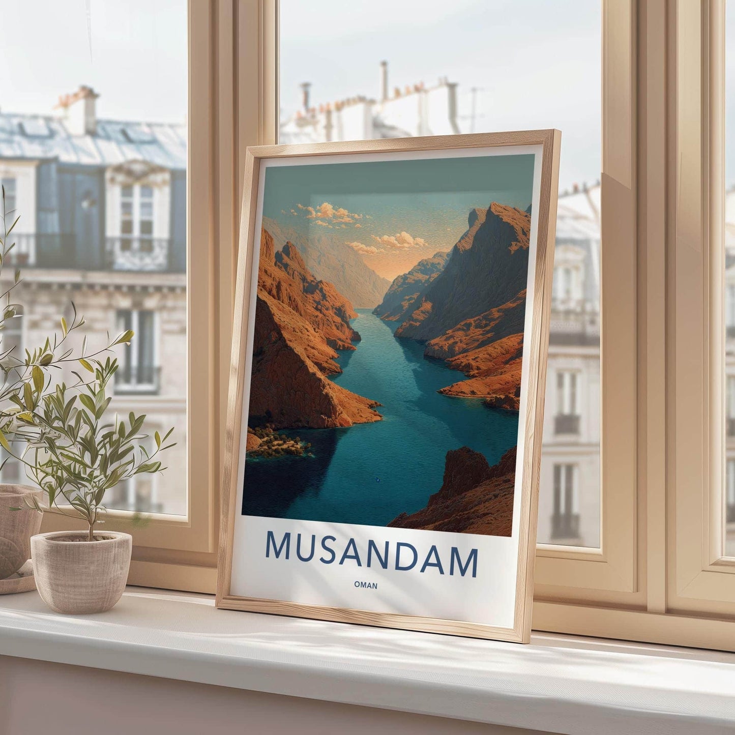 Musandam Poster - Oman Travel Art - Canyon Waterway Scene Home Decor