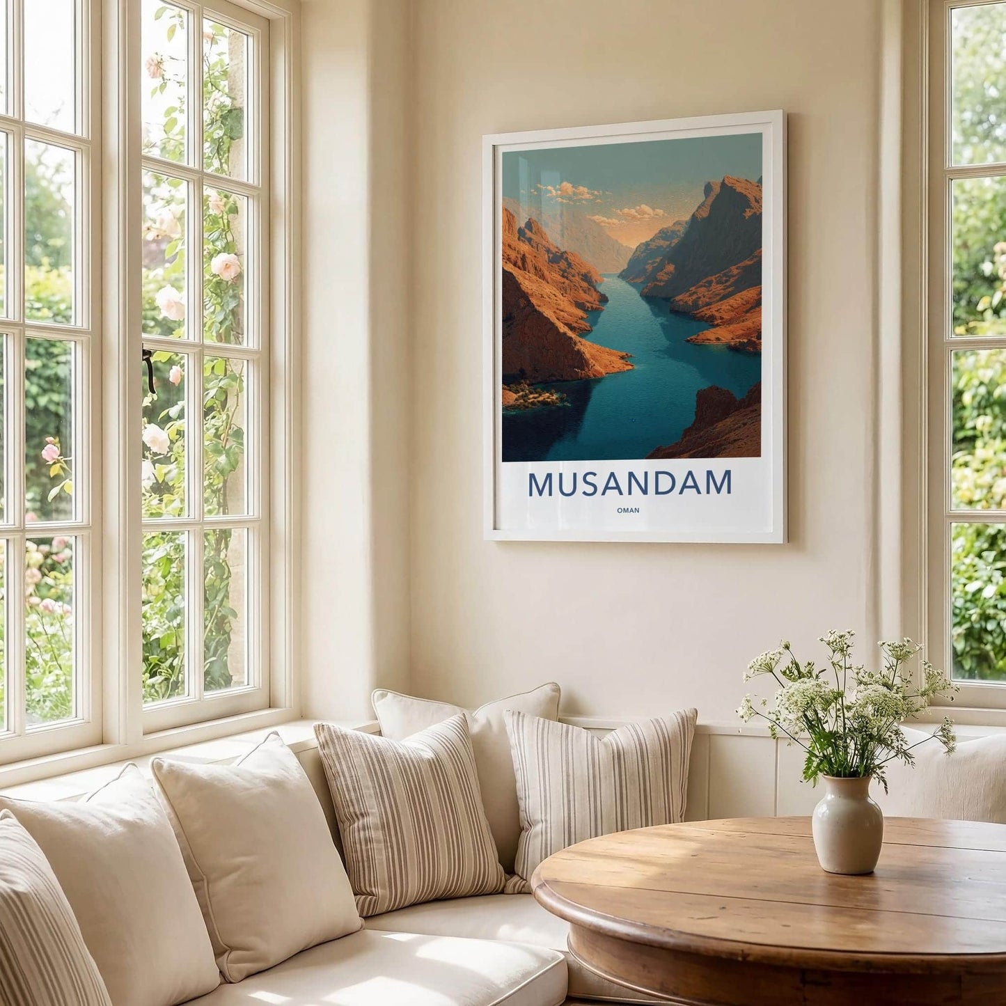 Musandam Poster - Oman Travel Art - Canyon Waterway Scene Home Decor