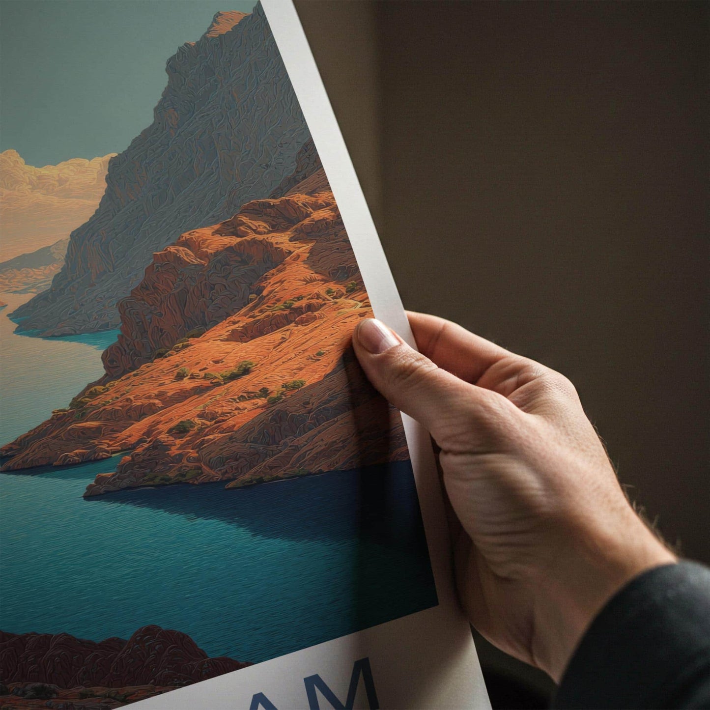 Musandam Poster - Oman Travel Art - Deep Fjord Mountains Home Decor