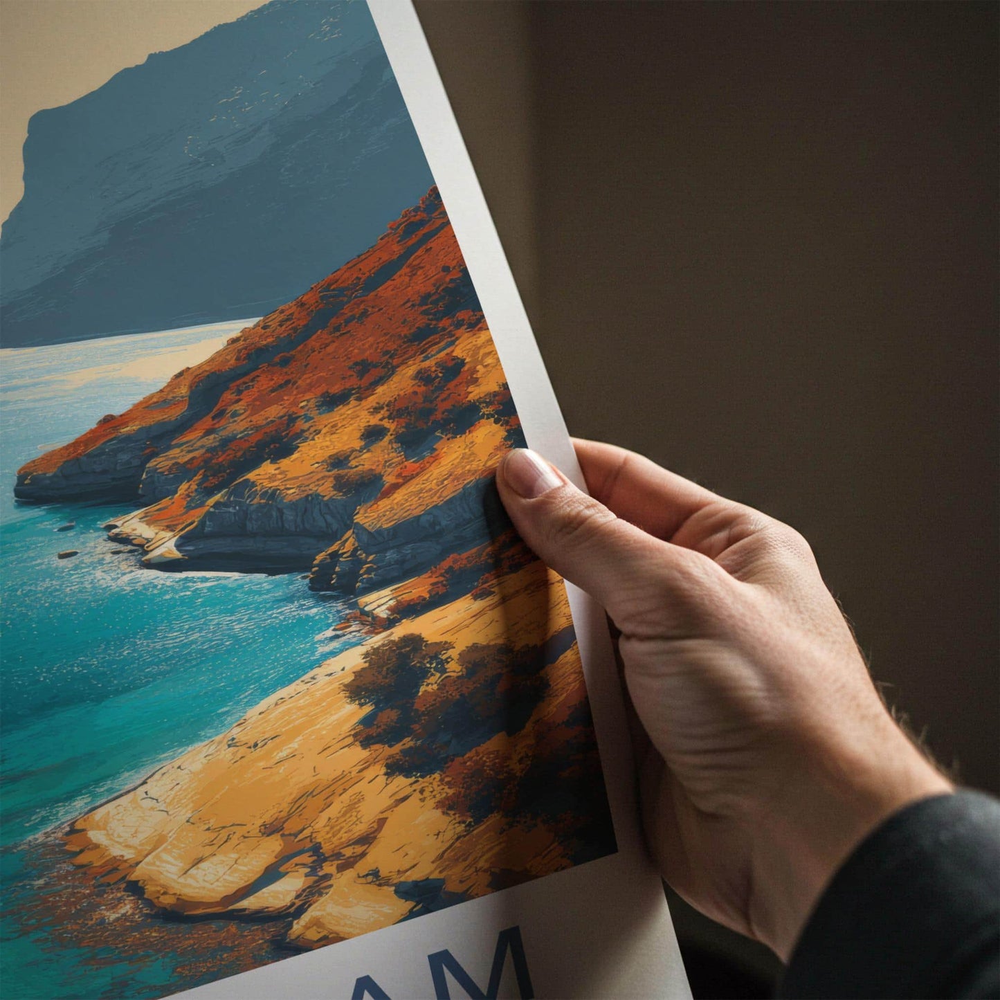 Musandam Poster - Oman Travel Print - Fjord Blue Water Home Decor