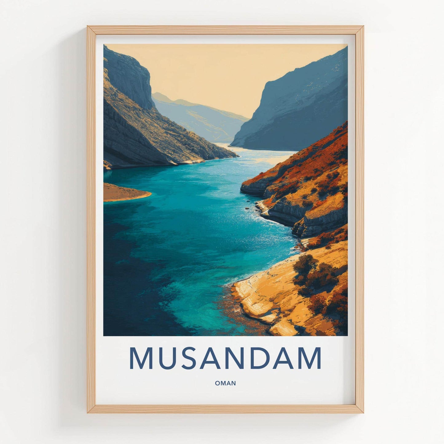Musandam Poster - Oman Travel Print - Fjord Blue Water Home Decor