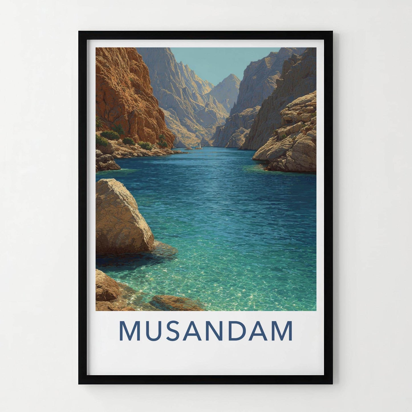 Musandam Poster - Oman Travel Print - Fjord Like Inlet Lounge Decor
