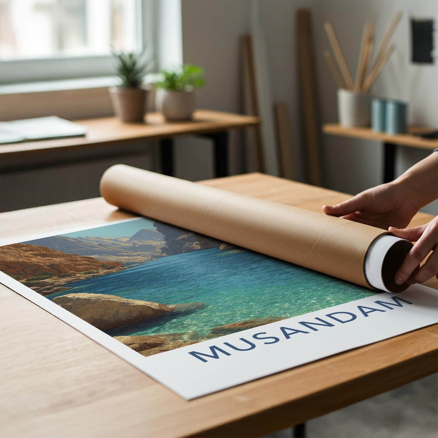 Musandam Poster - Oman Travel Print - Fjord Like Inlet Lounge Decor