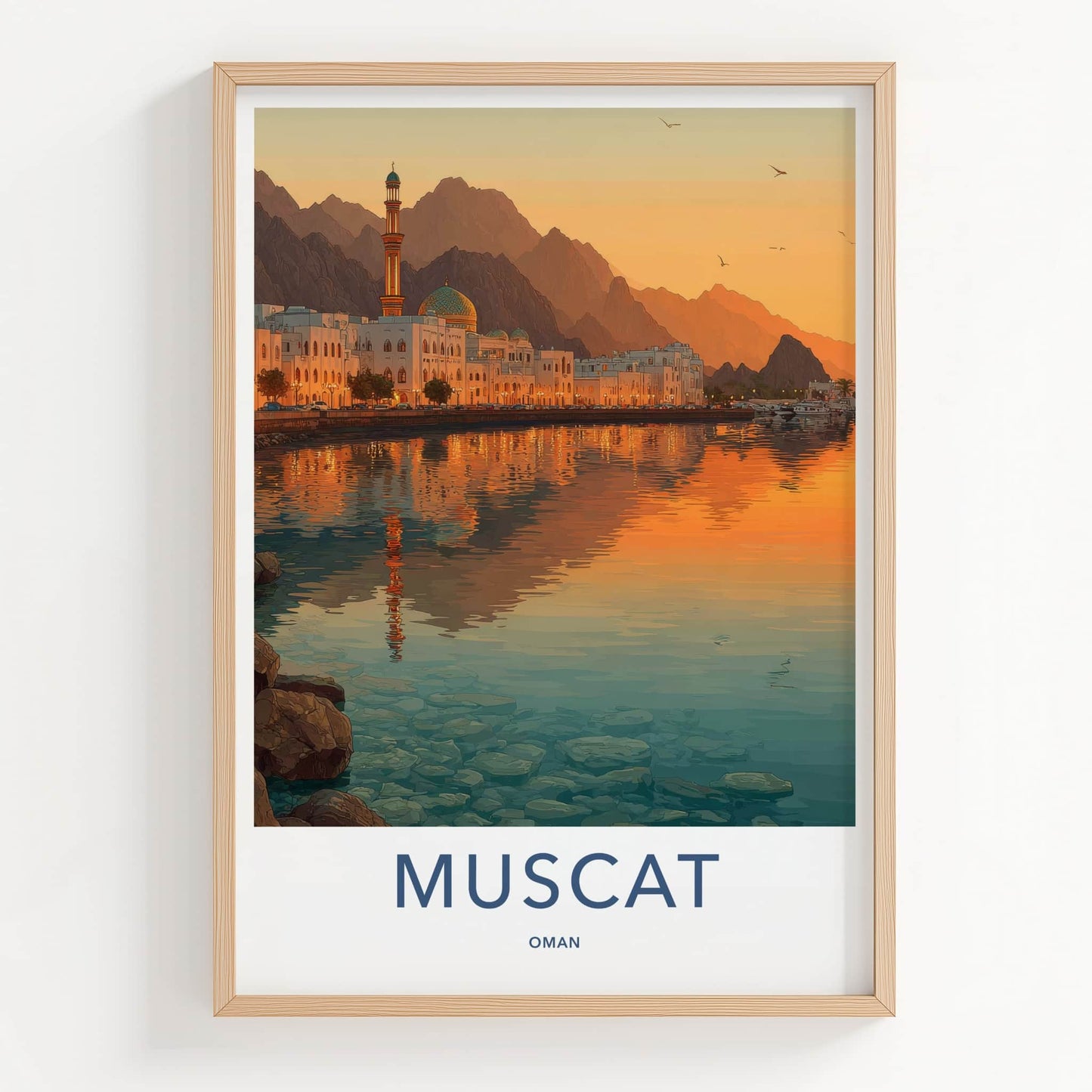 Muscat Poster - Oman Wall Art - Sunset Cityscape Wall Decor