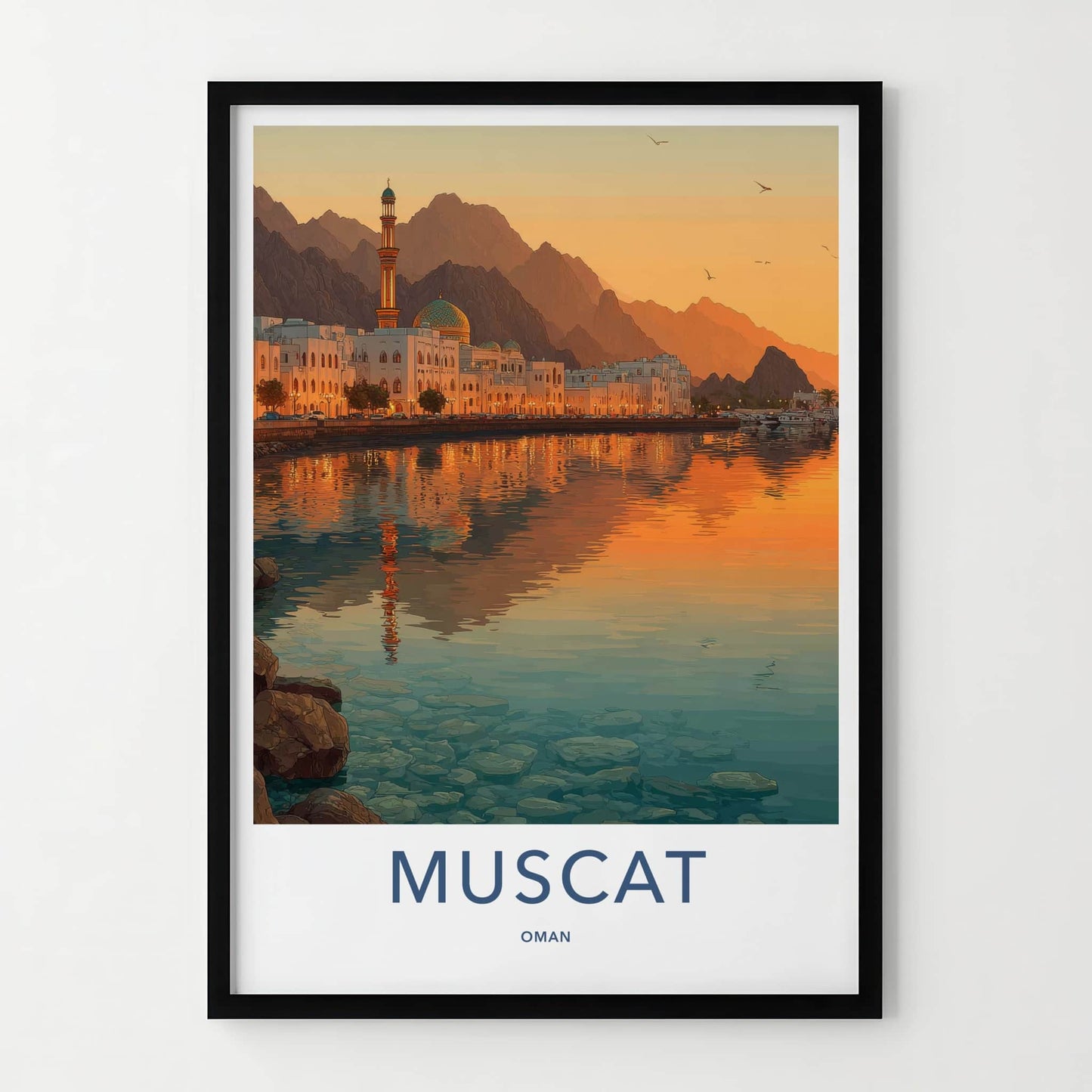 Muscat Poster - Oman Wall Art - Sunset Cityscape Wall Decor