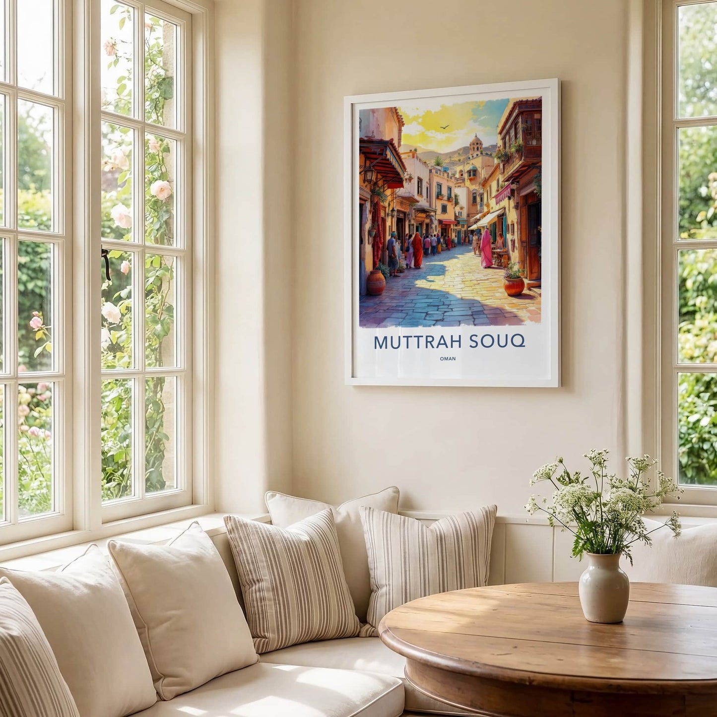 Muttrah Souq Poster - Oman Travel Art - Bustling Market Street Home Decor