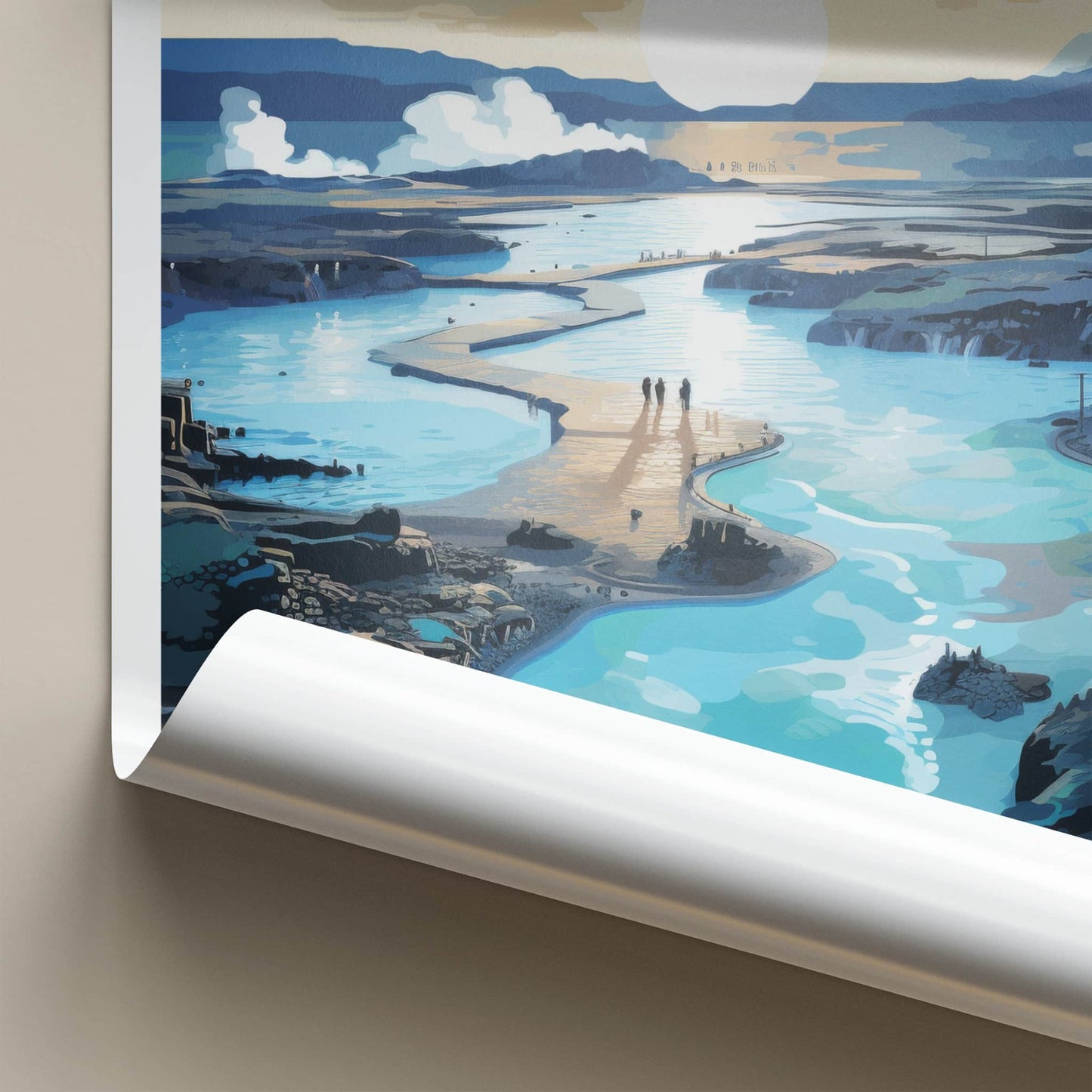 Myvatn Poster - Iceland Travel Art - Blue Geothermal Lagoon Home Decor