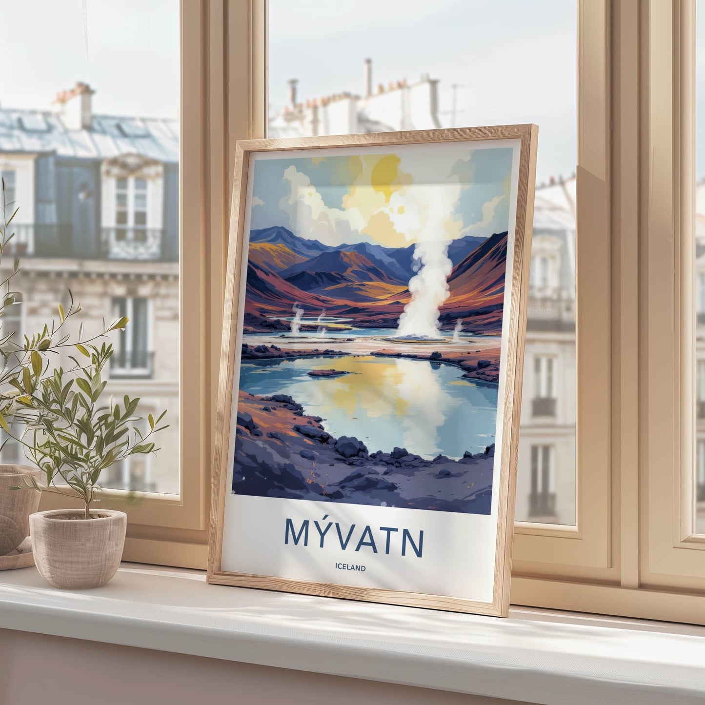Myvatn Poster - Iceland Travel Art - Steaming Geothermal Lake Home Decor