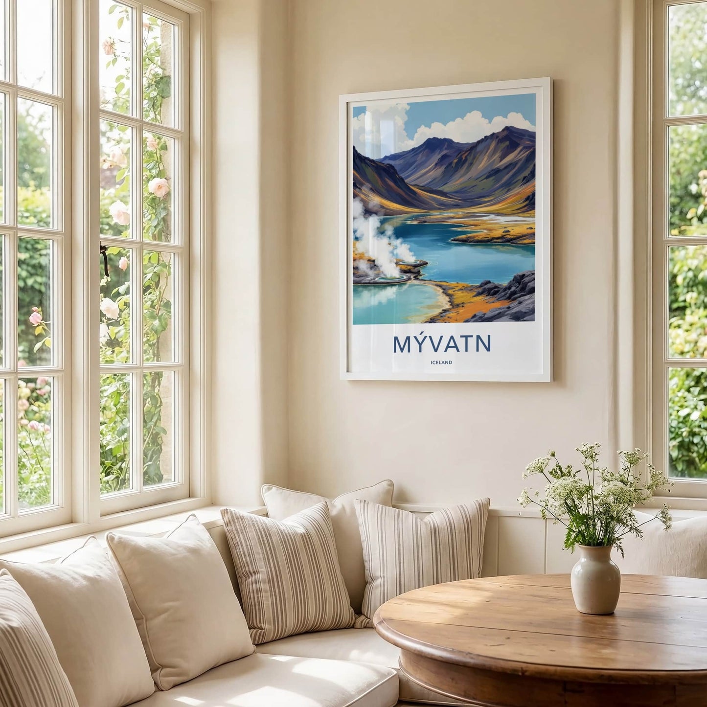 Myvatn Poster - Iceland Travel Art - Steaming Geothermal Lake Wall Decor
