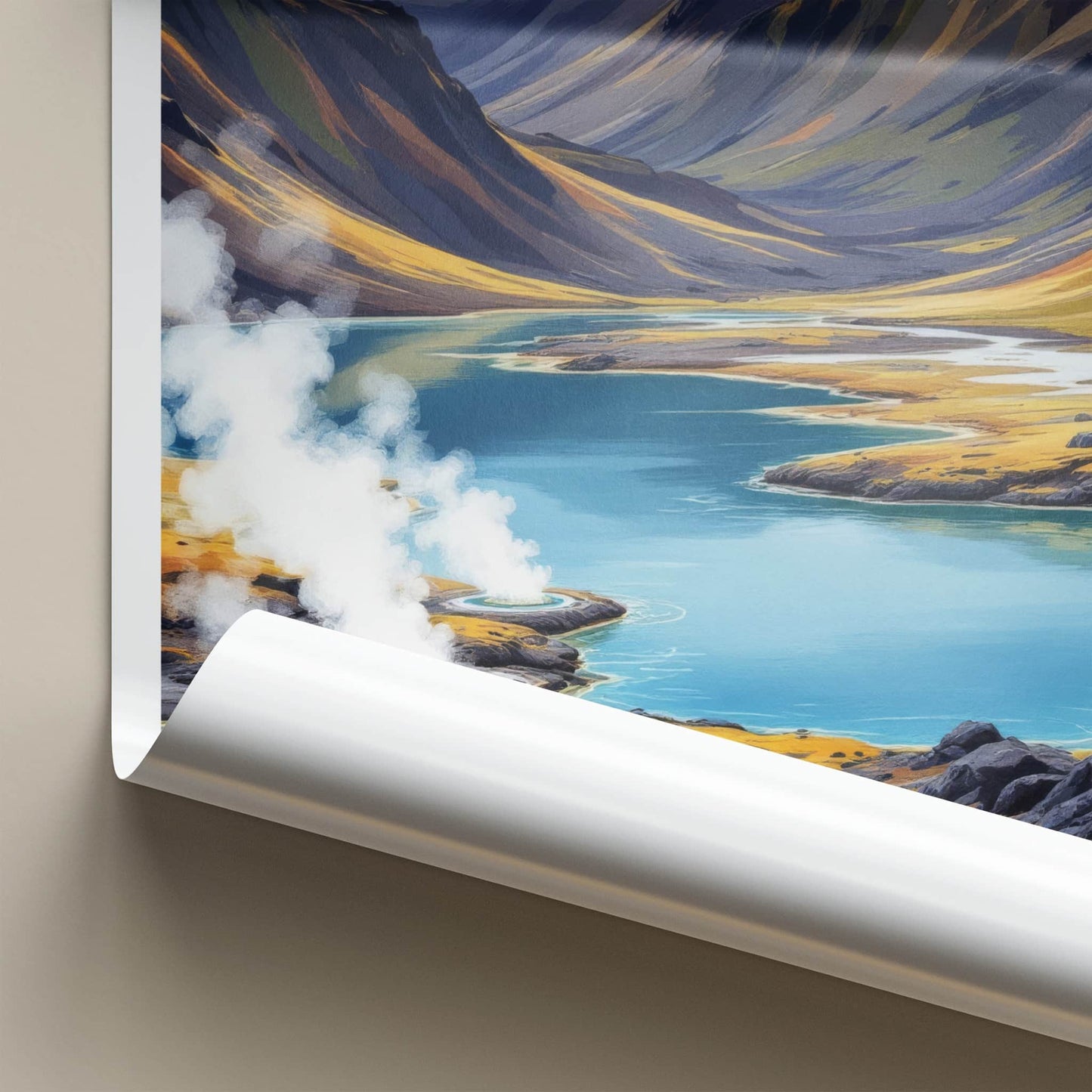 Myvatn Poster - Iceland Travel Art - Steaming Geothermal Lake Wall Decor