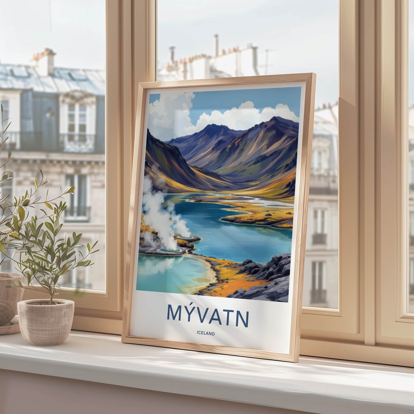 Myvatn Poster - Iceland Travel Art - Steaming Geothermal Lake Wall Decor