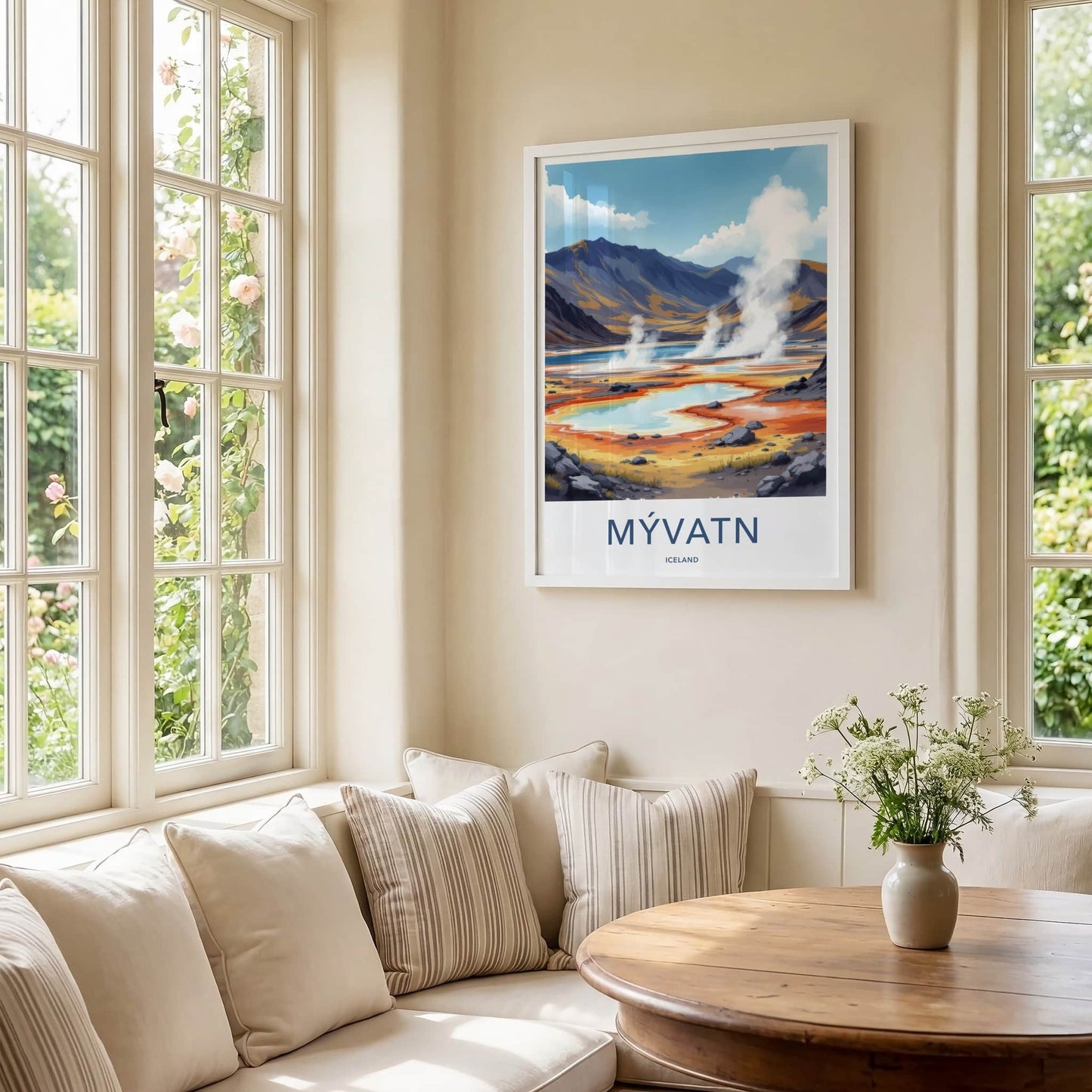 Myvatn Poster - Iceland Travel Art - Steaming Geothermal Pools Wall Decor