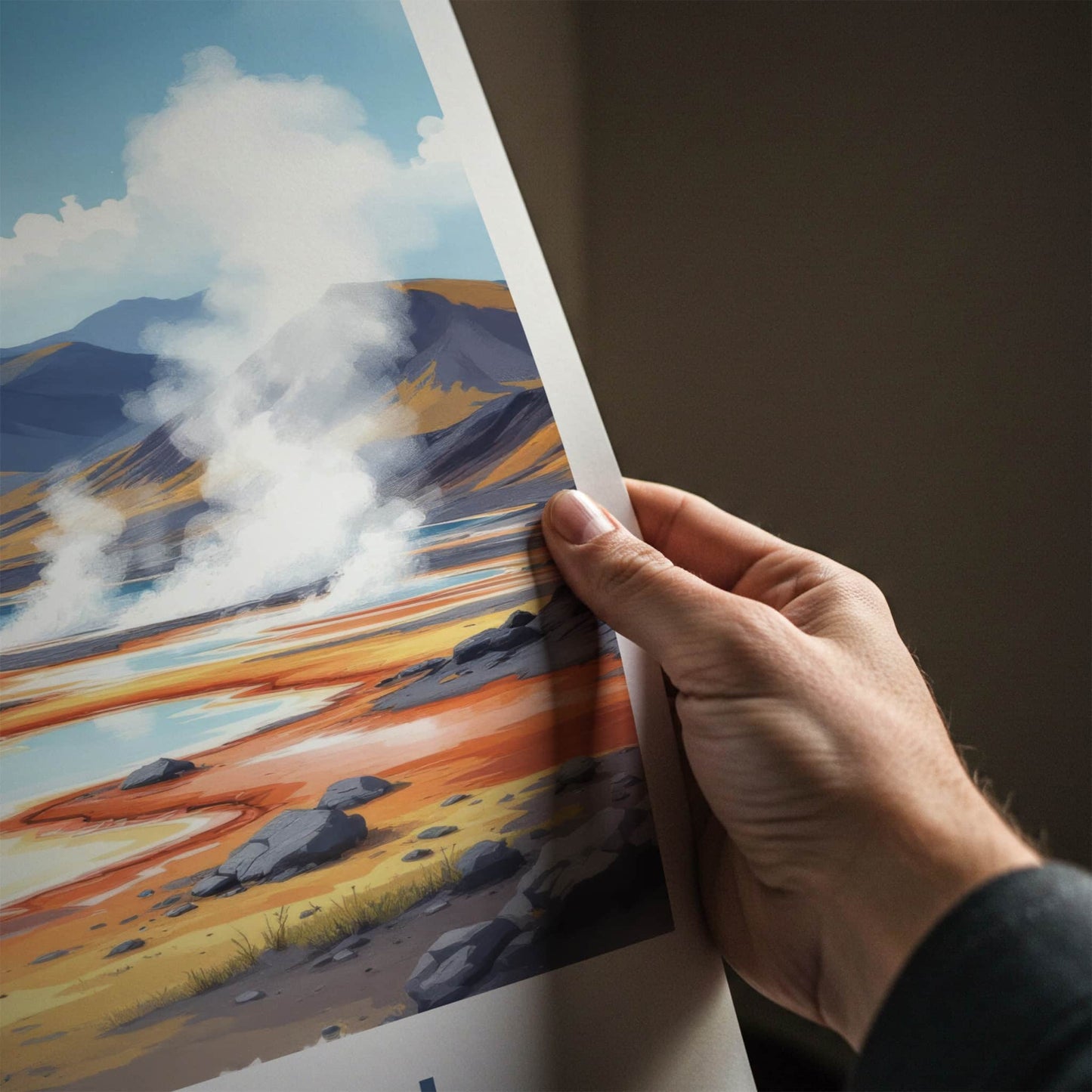Myvatn Poster - Iceland Travel Art - Steaming Geothermal Pools Wall Decor