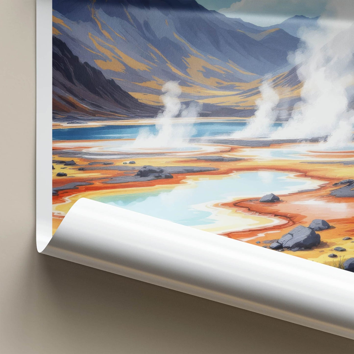 Myvatn Poster - Iceland Travel Art - Steaming Geothermal Pools Wall Decor
