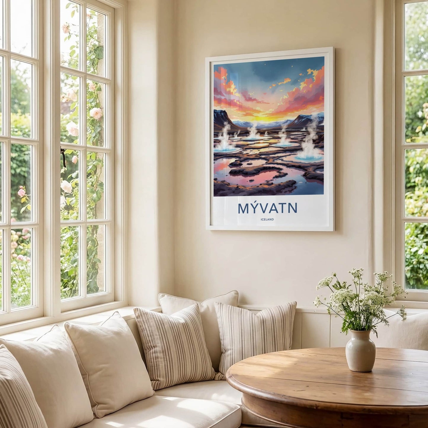 Myvatn Poster - Iceland Travel Art - Steaming Volcanic Pools Home Decor