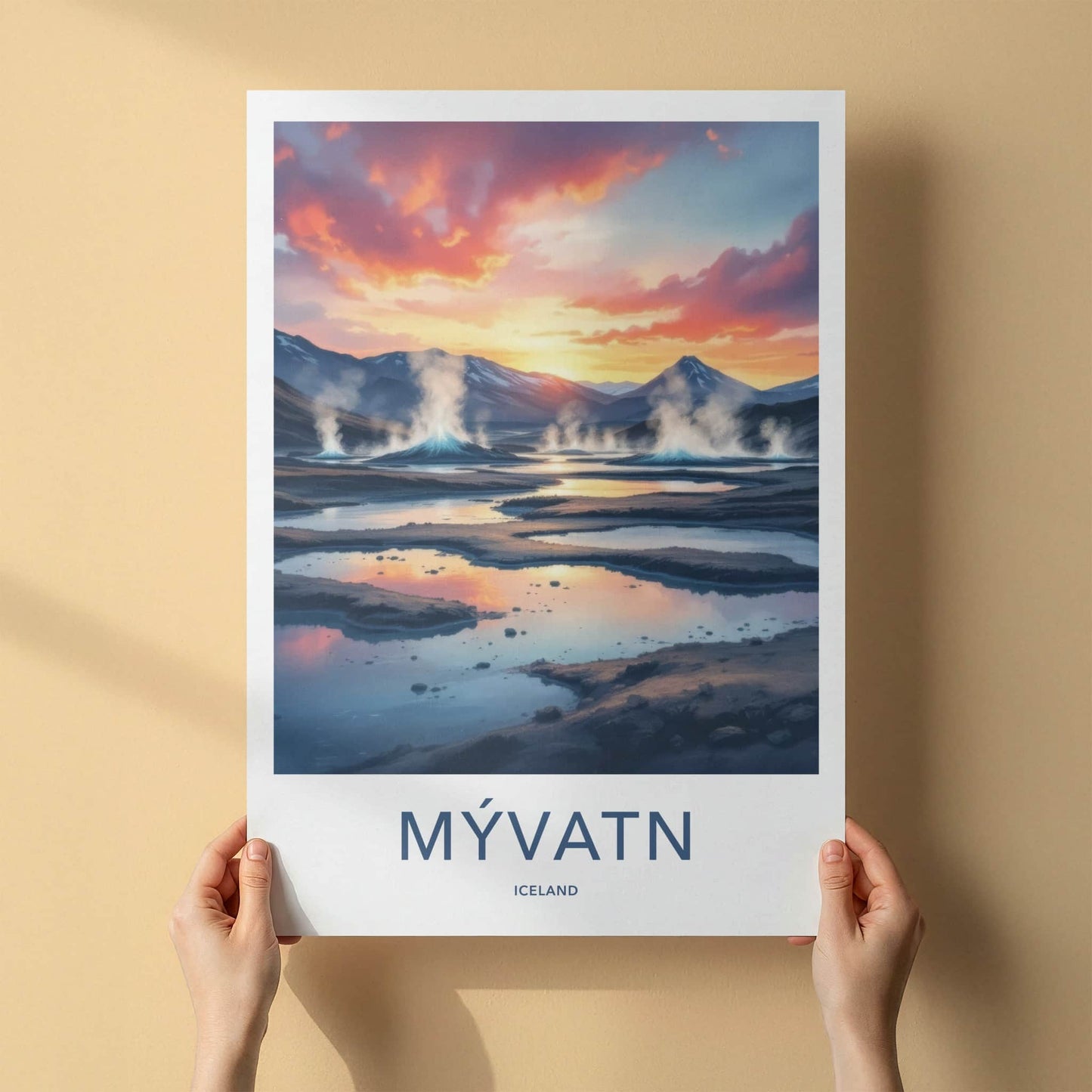 Myvatn Poster - Iceland Wall Art - Vibrant Geothermal Landscape Home Decor