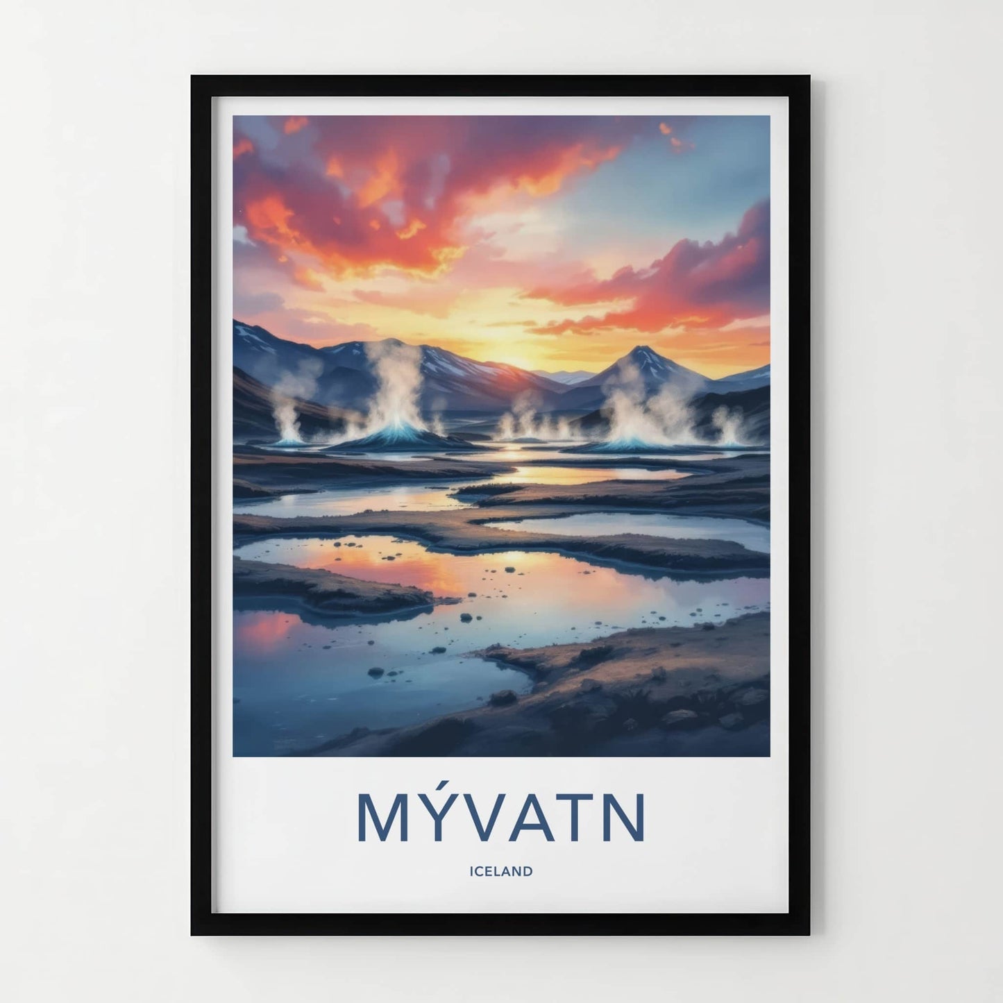Myvatn Poster - Iceland Wall Art - Vibrant Geothermal Landscape Home Decor