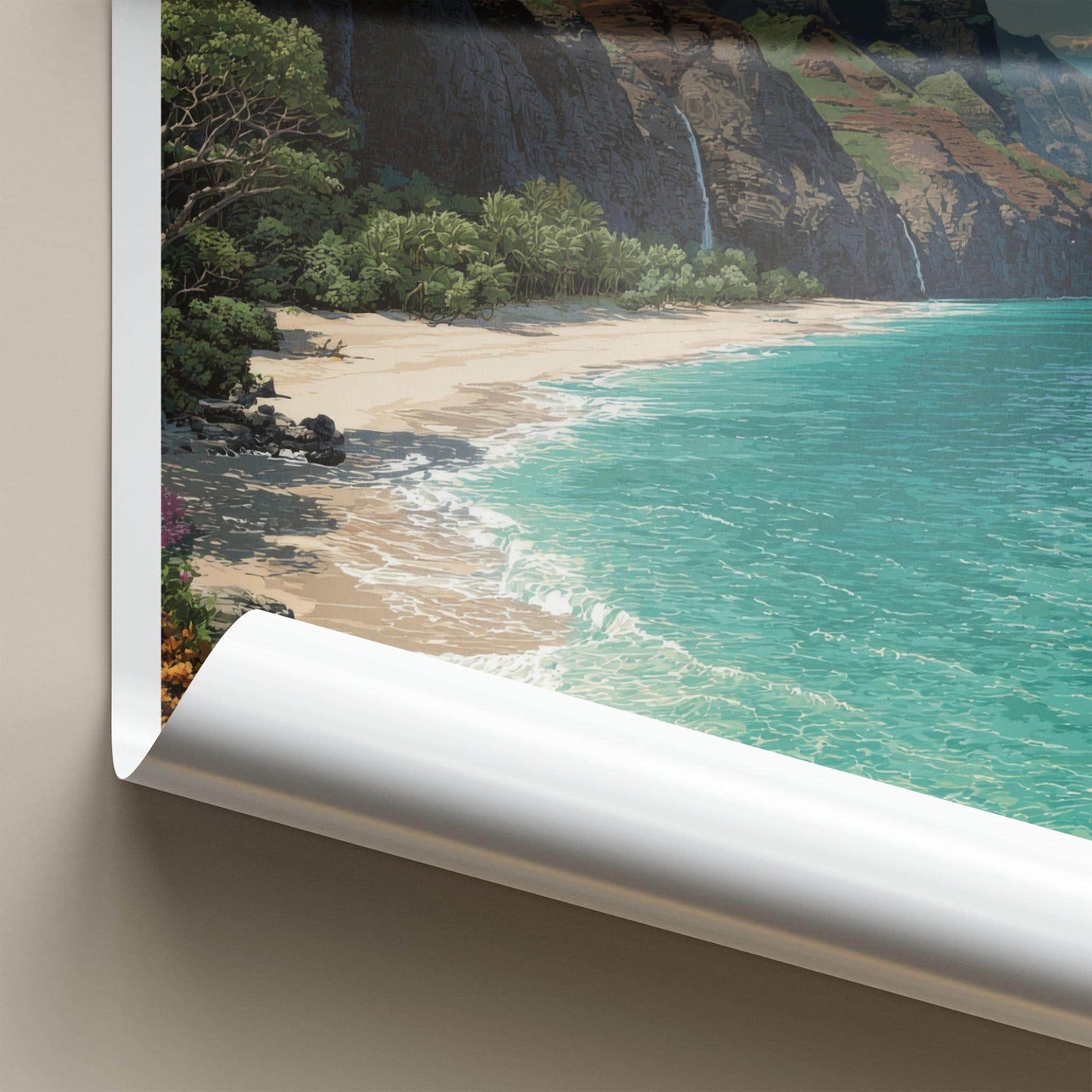 Na Pali Coast Poster - Hawaii Travel Art - Dramatic Coastal Cliffs Wall Decor