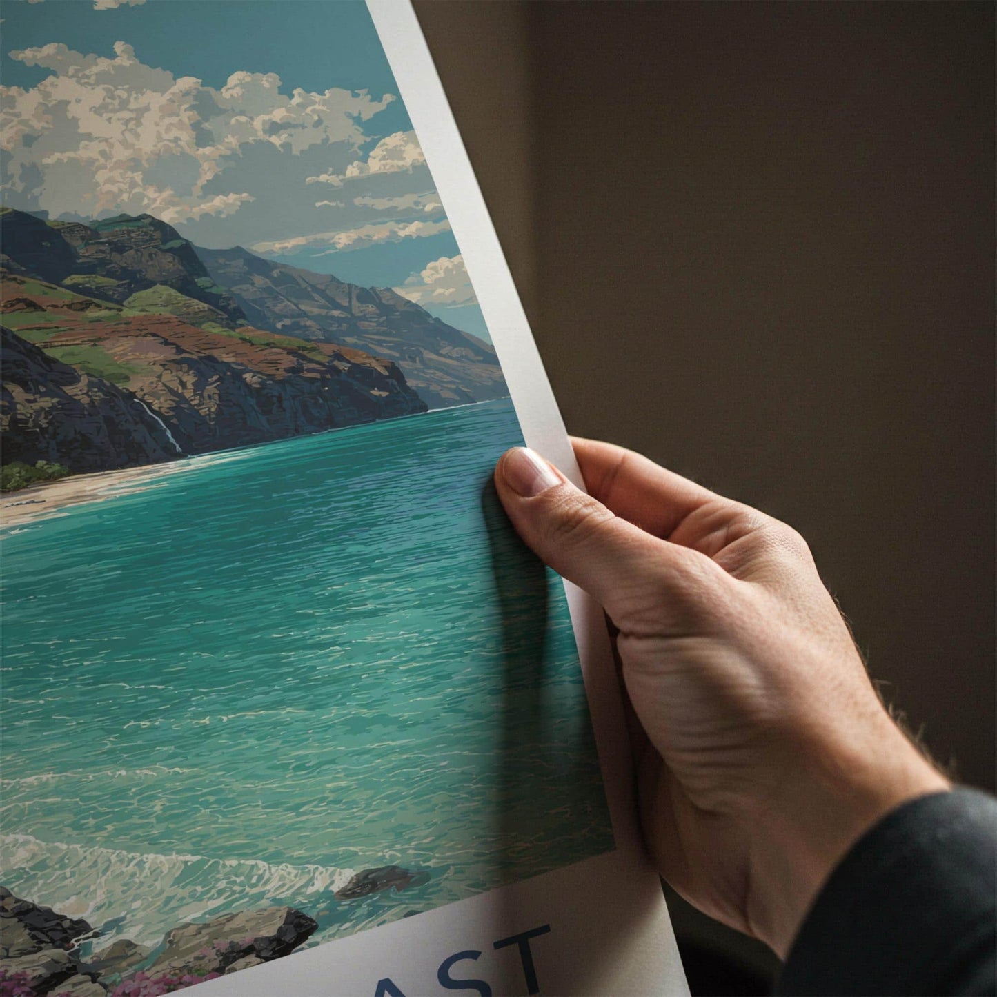 Na Pali Coast Poster - Hawaii Travel Art - Dramatic Coastal Cliffs Wall Decor