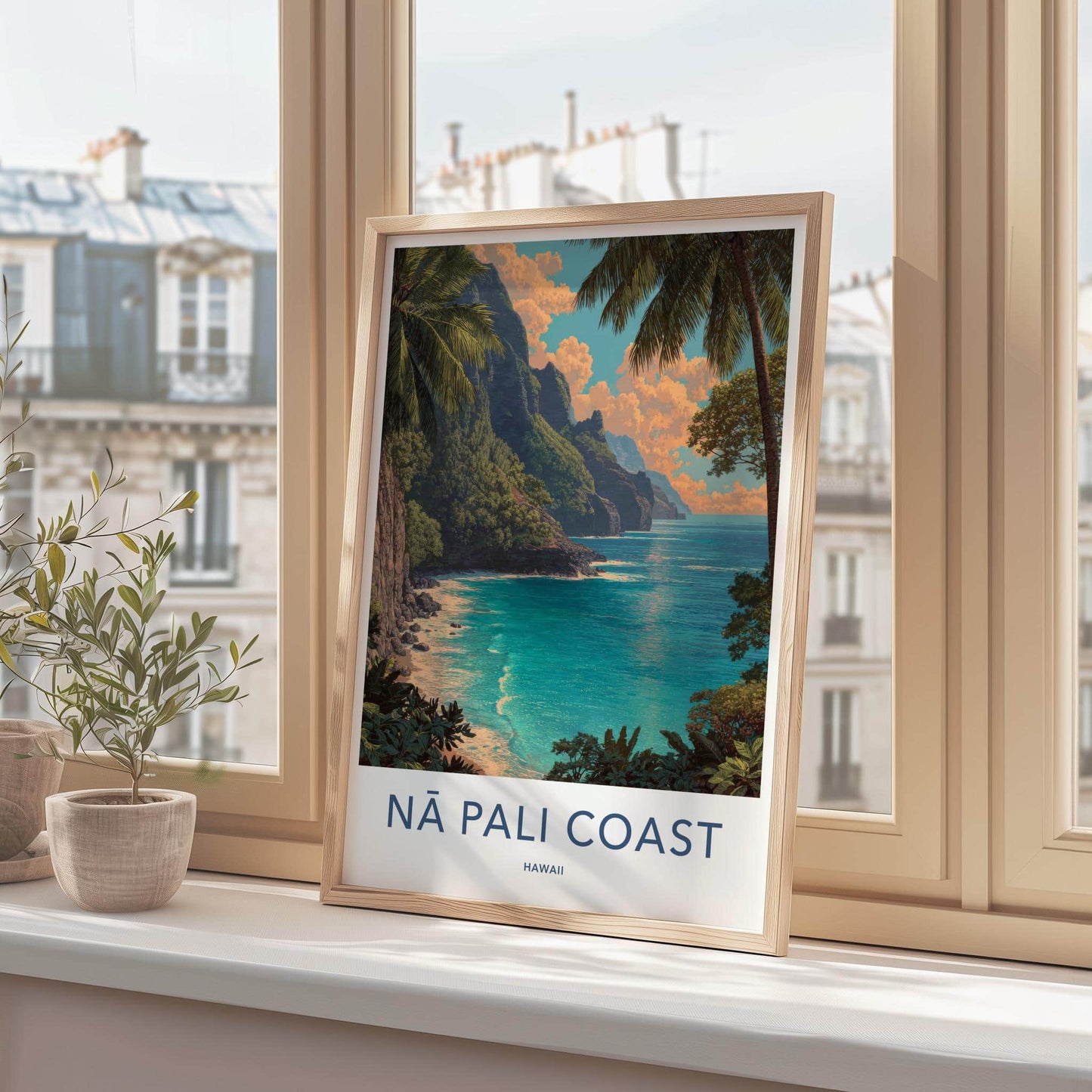 Na Pali Coast Poster - Hawaii Wall Art - Green Cliffs Ocean Home Decor