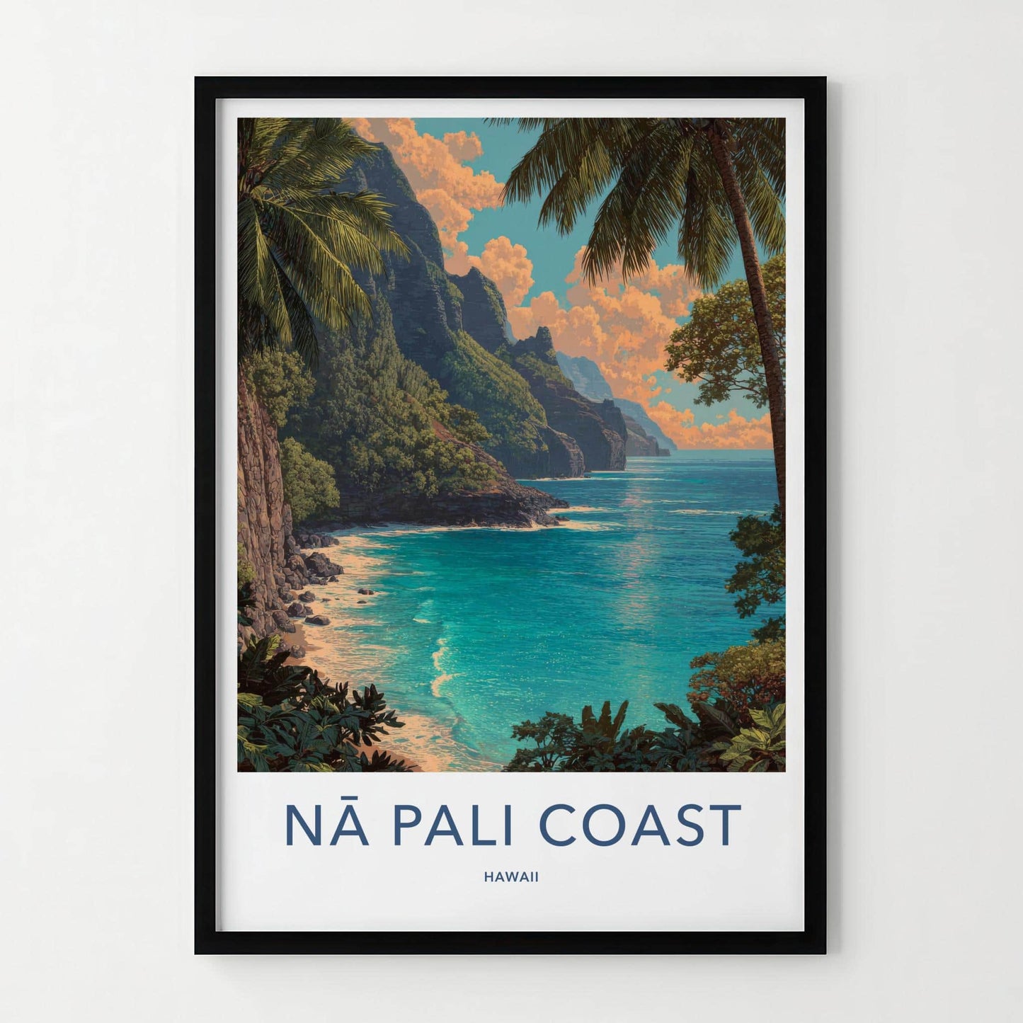 Na Pali Coast Poster - Hawaii Wall Art - Green Cliffs Ocean Home Decor
