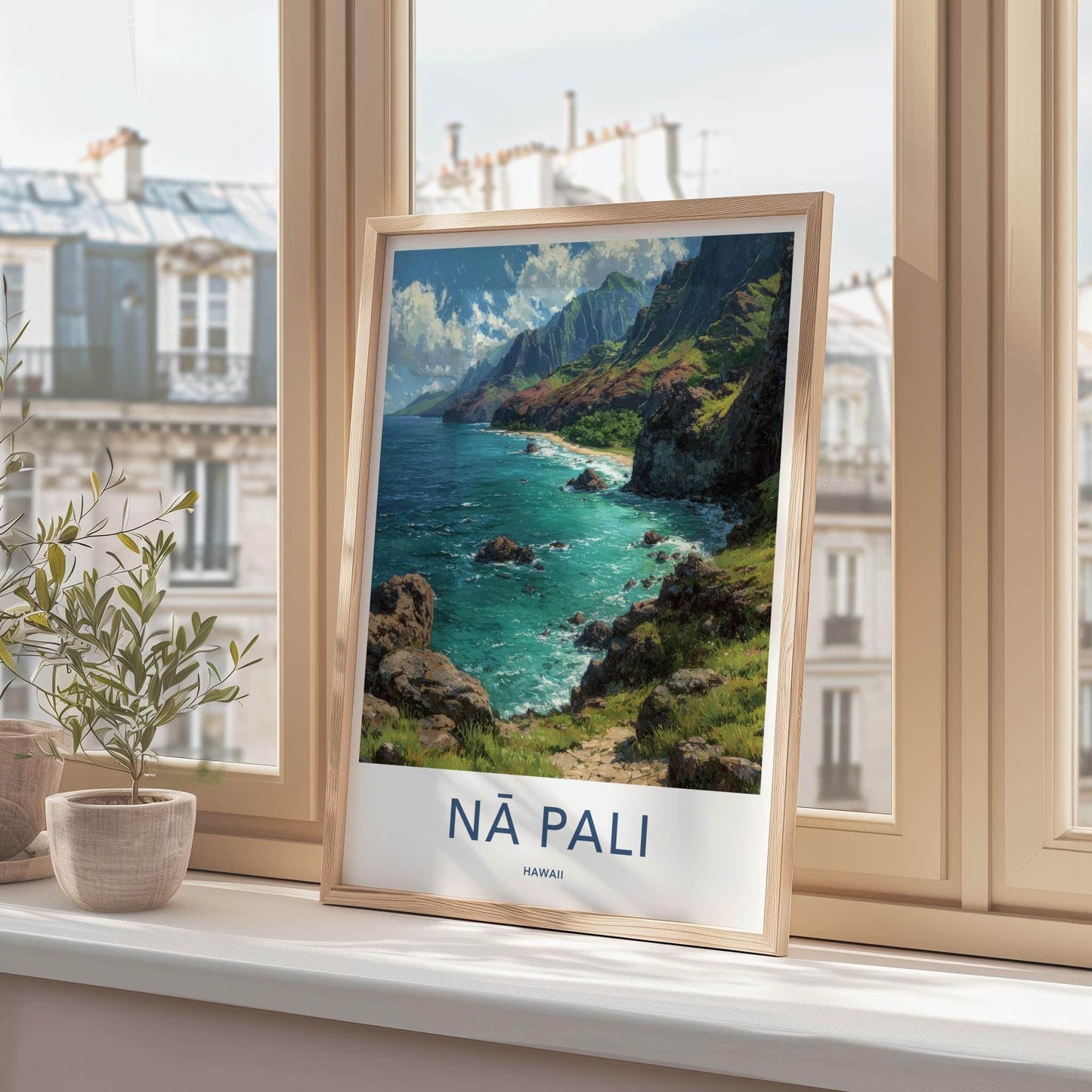 Na Pali Poster - Hawaii Wall Art - Green Cliffs Ocean Home Decor