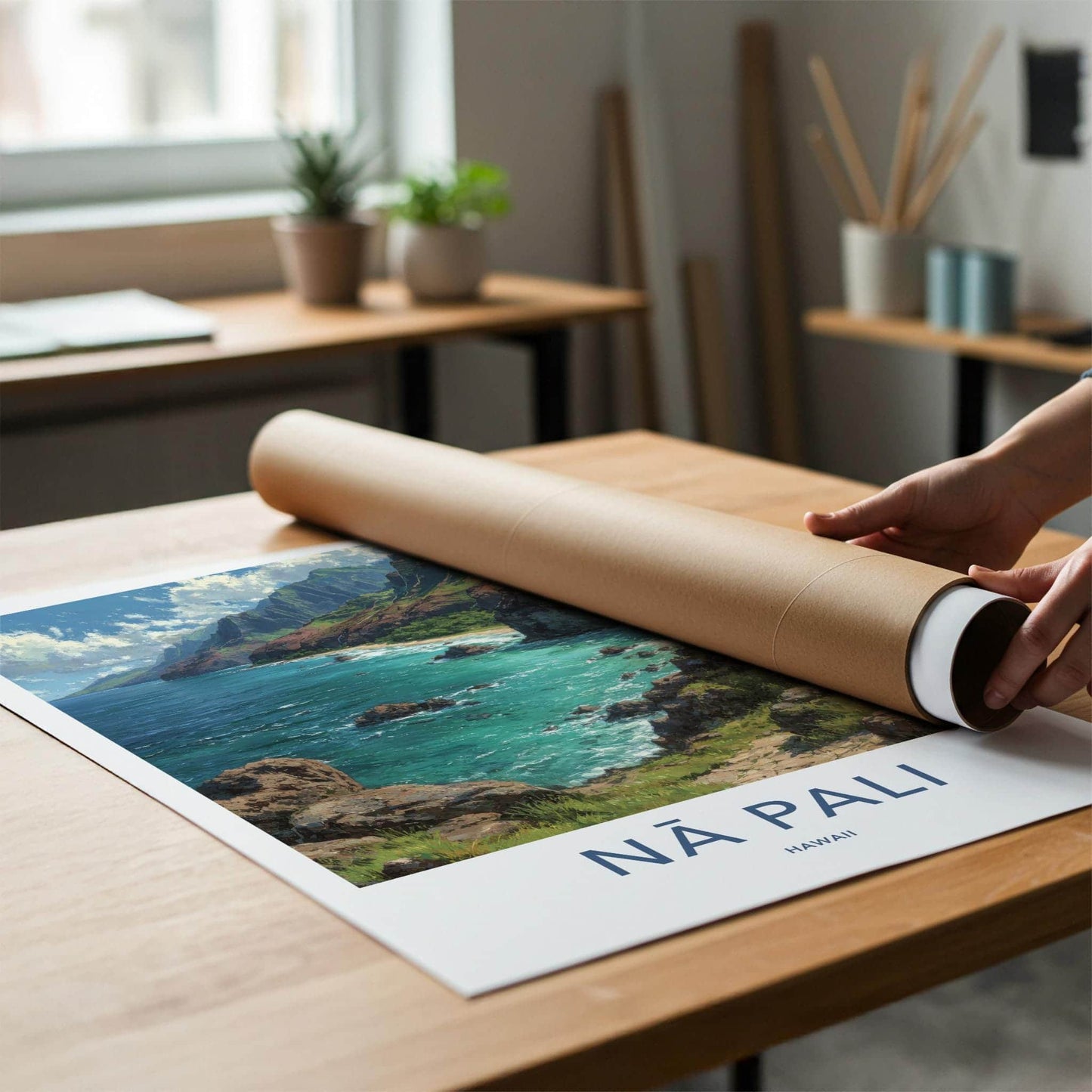 Na Pali Poster - Hawaii Wall Art - Green Cliffs Ocean Home Decor