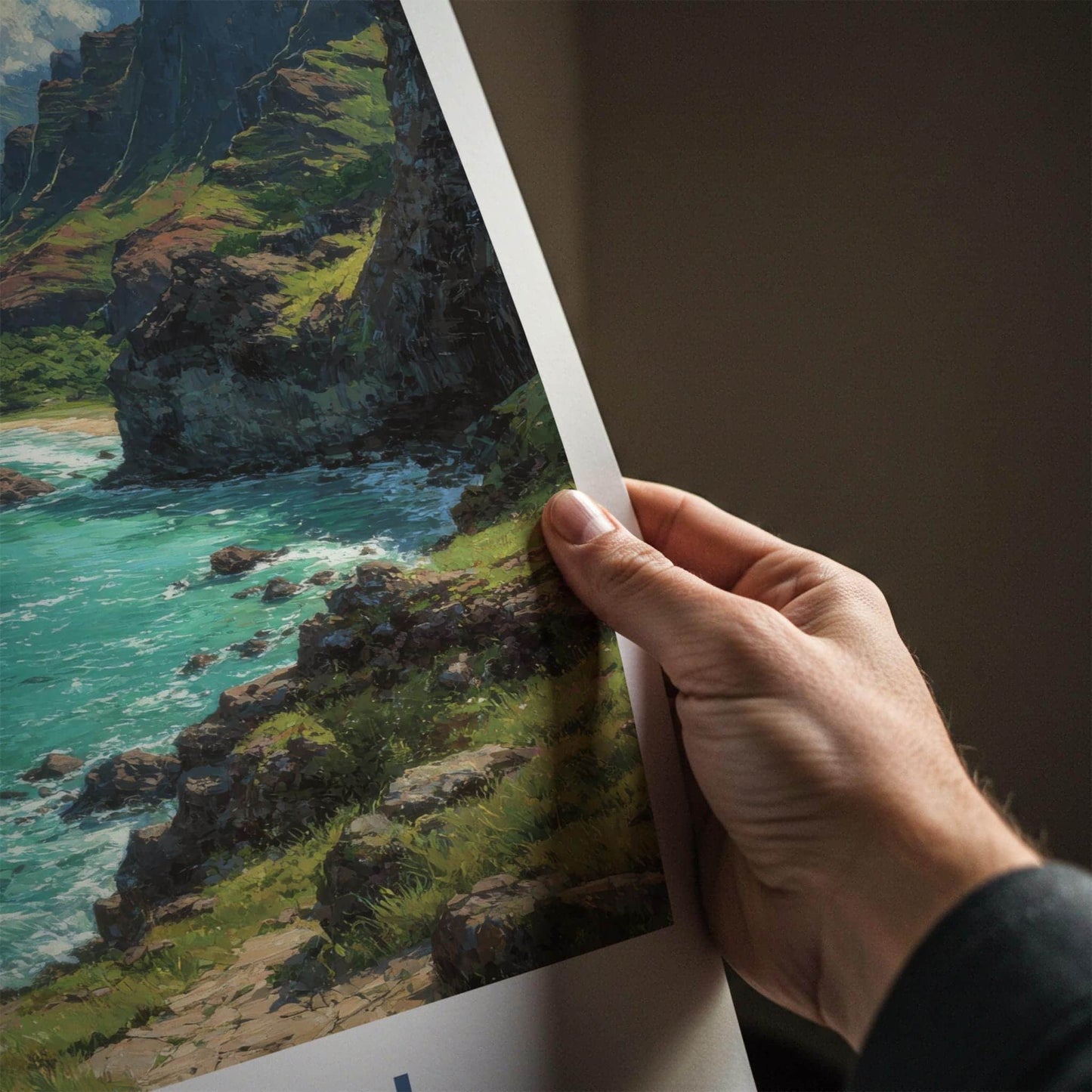 Na Pali Poster - Hawaii Wall Art - Green Cliffs Ocean Home Decor