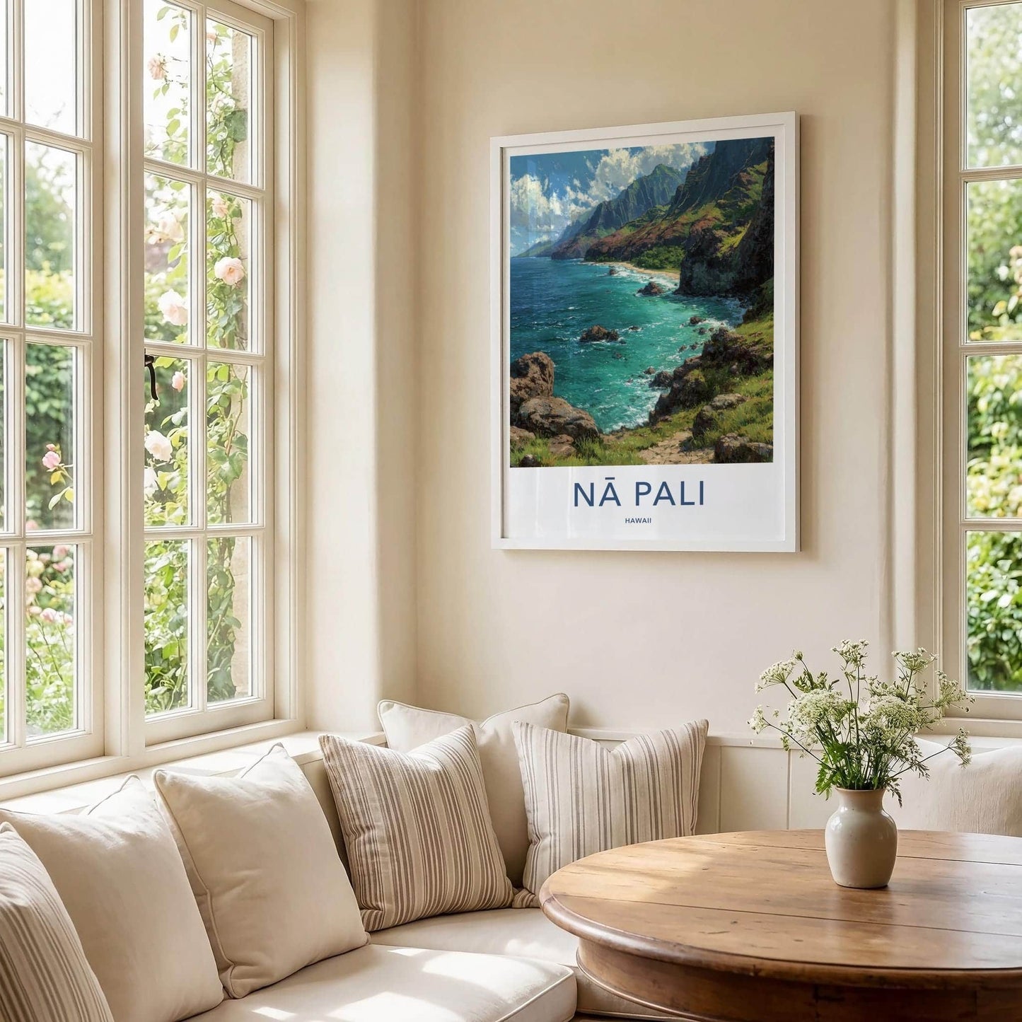 Na Pali Poster - Hawaii Wall Art - Green Cliffs Ocean Home Decor