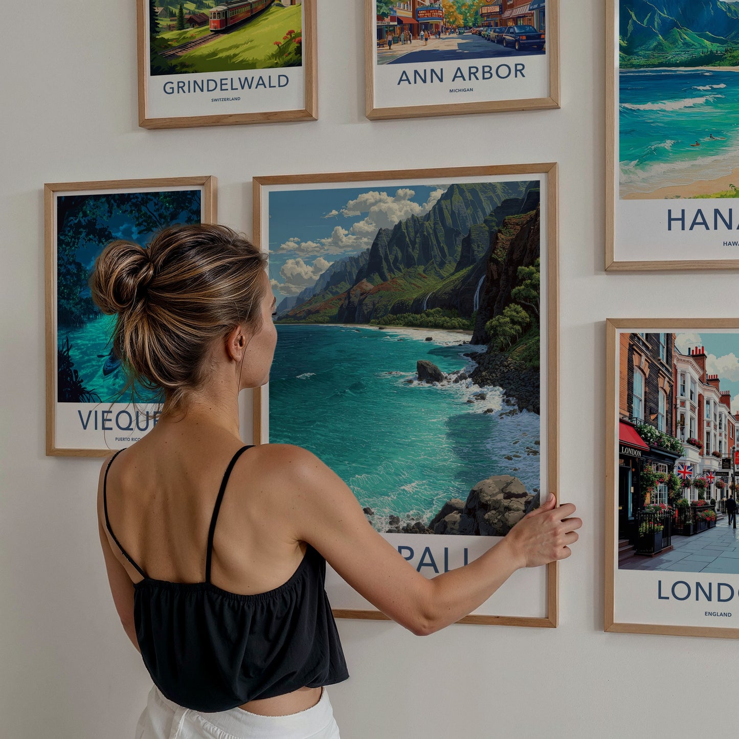 Na Pali Poster - Hawaii Wall Art - Lush Green Mountains Wall Decor