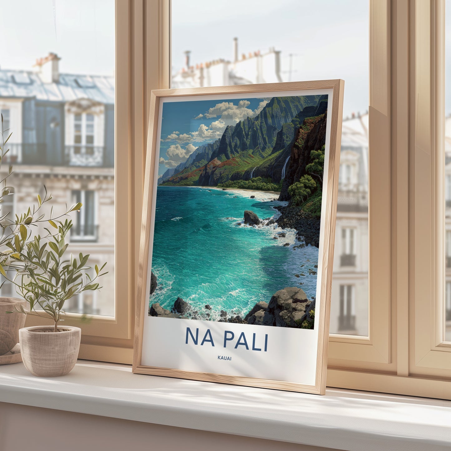 Na Pali Poster - Hawaii Wall Art - Lush Green Mountains Wall Decor