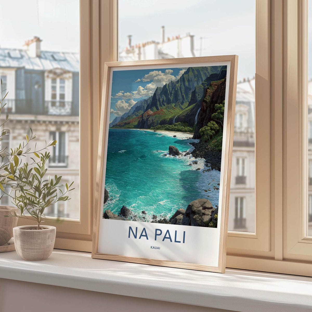 Na Pali Poster - Hawaii Wall Art - Lush Green Mountains Wall Decor