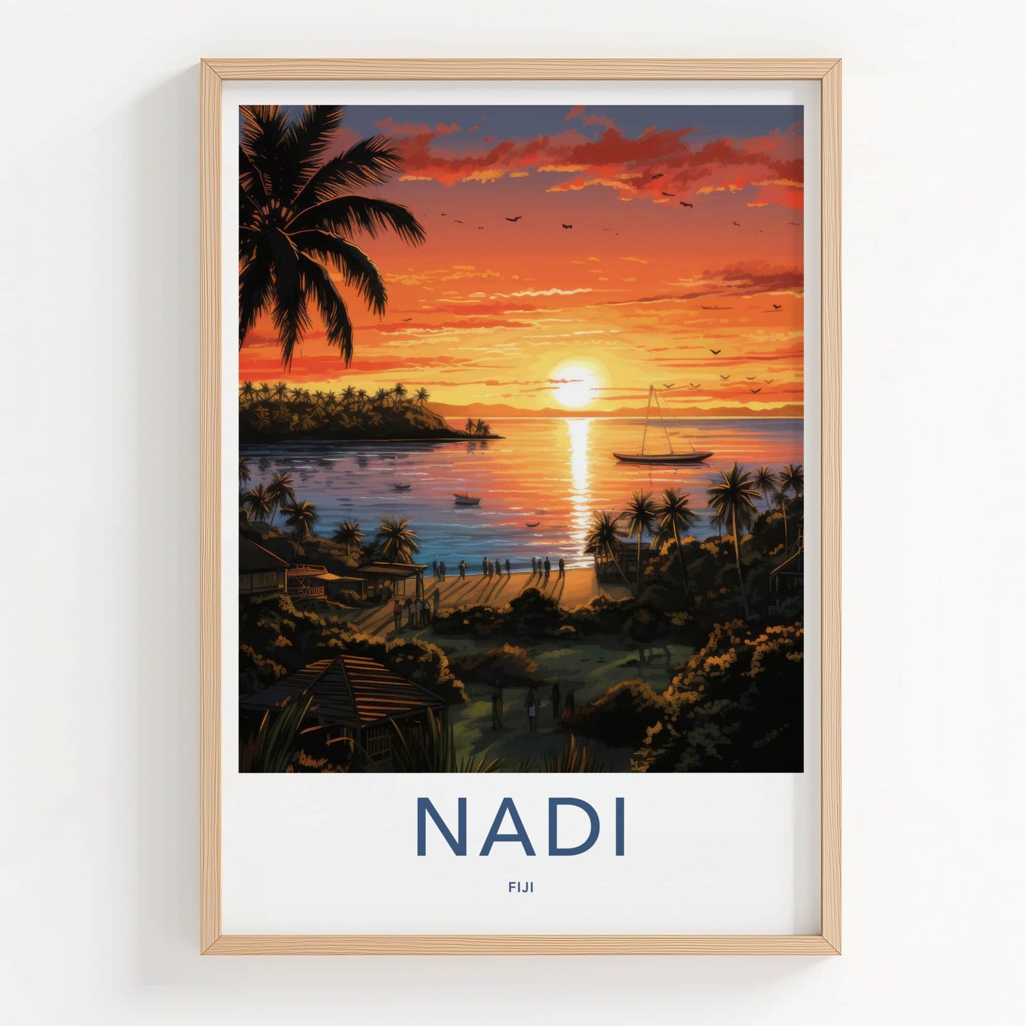 Nadi Poster - Fiji Art Print - Tropical Beach Sunset Home Decor