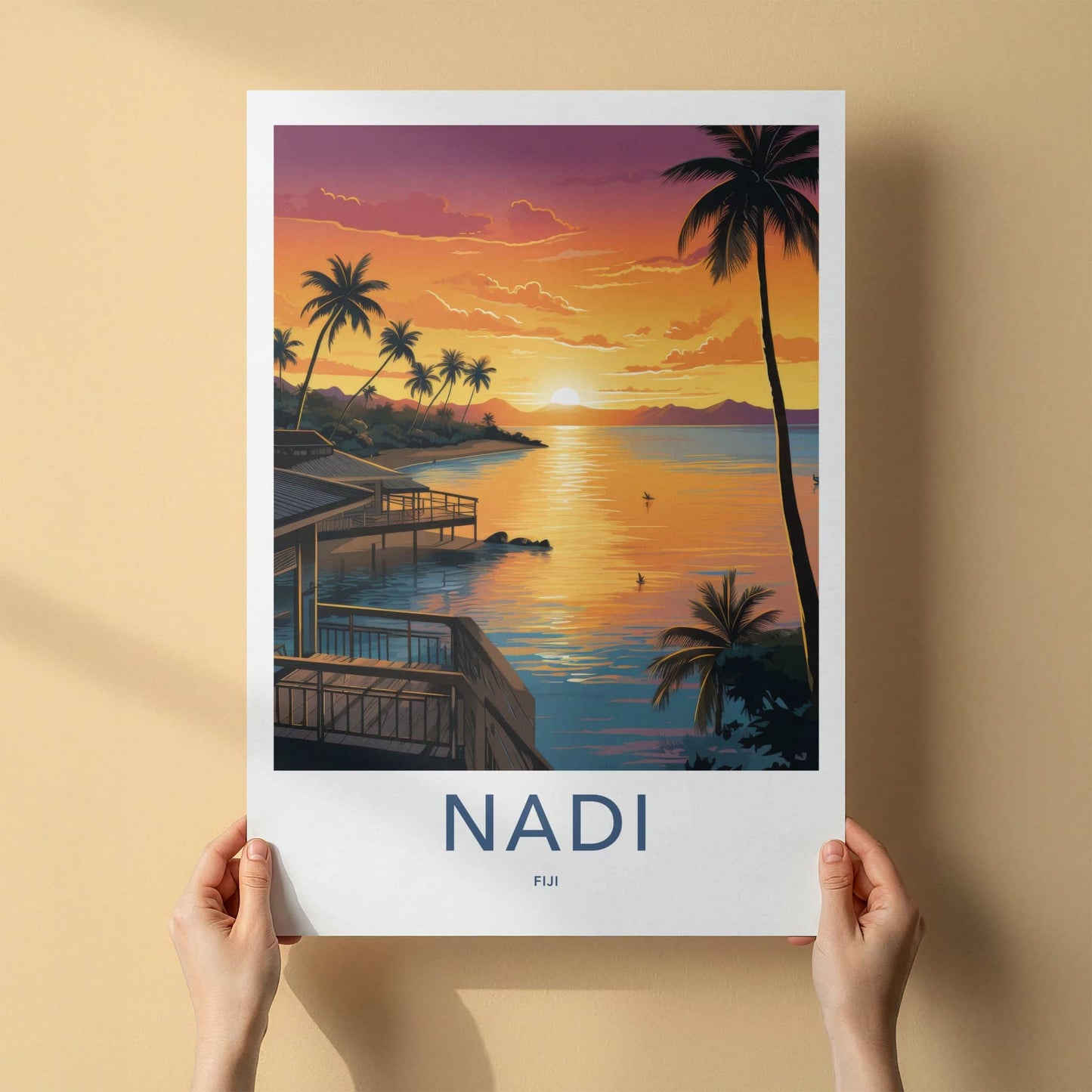 Nadi Poster - Fiji Travel Art - Tropical Sunset Bay Home Decor