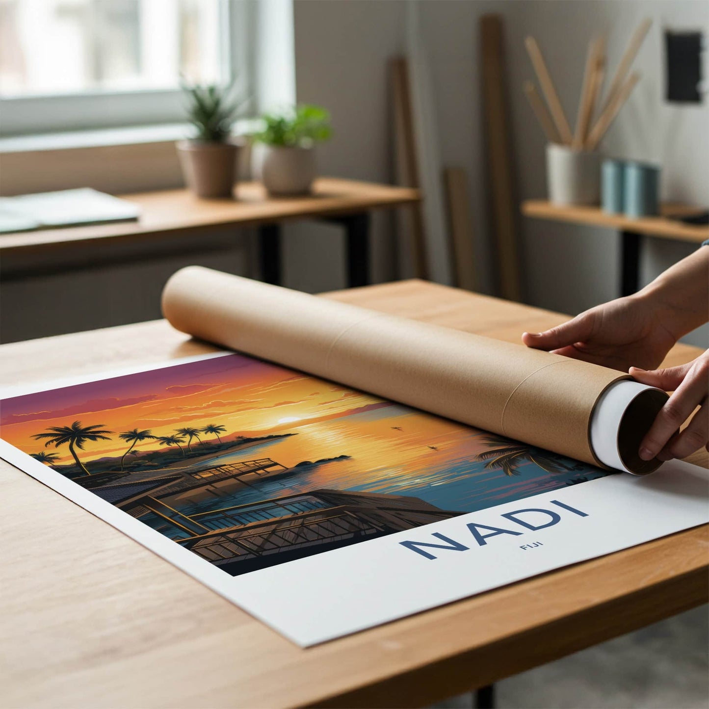 Nadi Poster - Fiji Travel Art - Tropical Sunset Bay Home Decor
