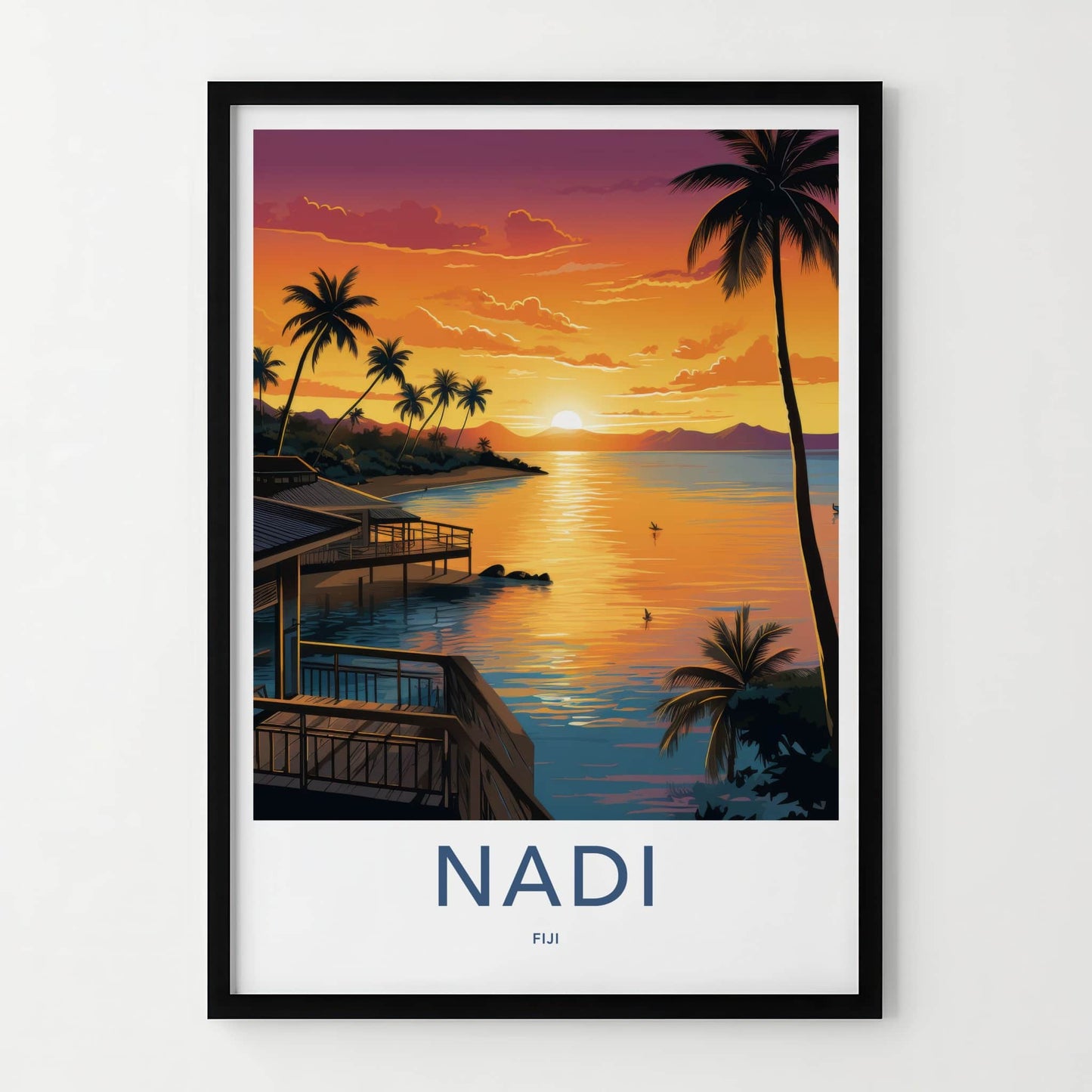 Nadi Poster - Fiji Travel Art - Tropical Sunset Bay Home Decor