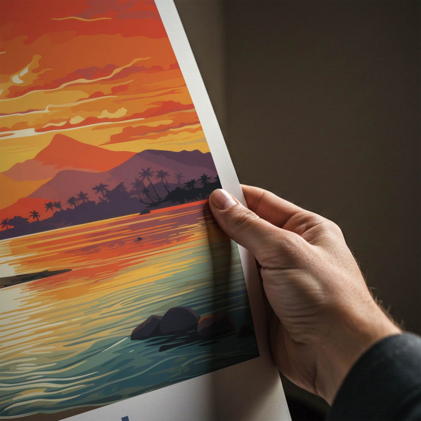 Nadi Poster - Fiji Travel Art - Tropical Sunset Huts Home Decor