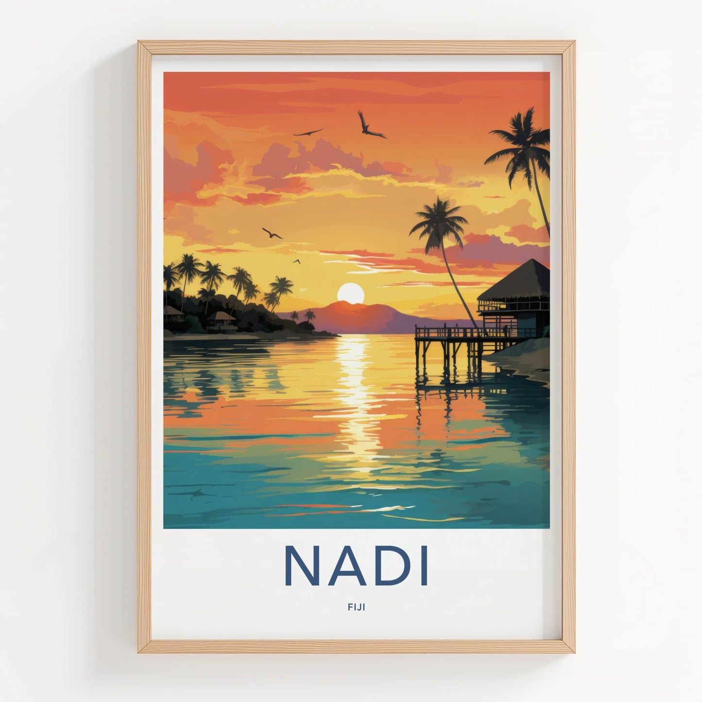 Nadi Poster - Fiji Travel Art - Tropical Sunset Pier Home Decor